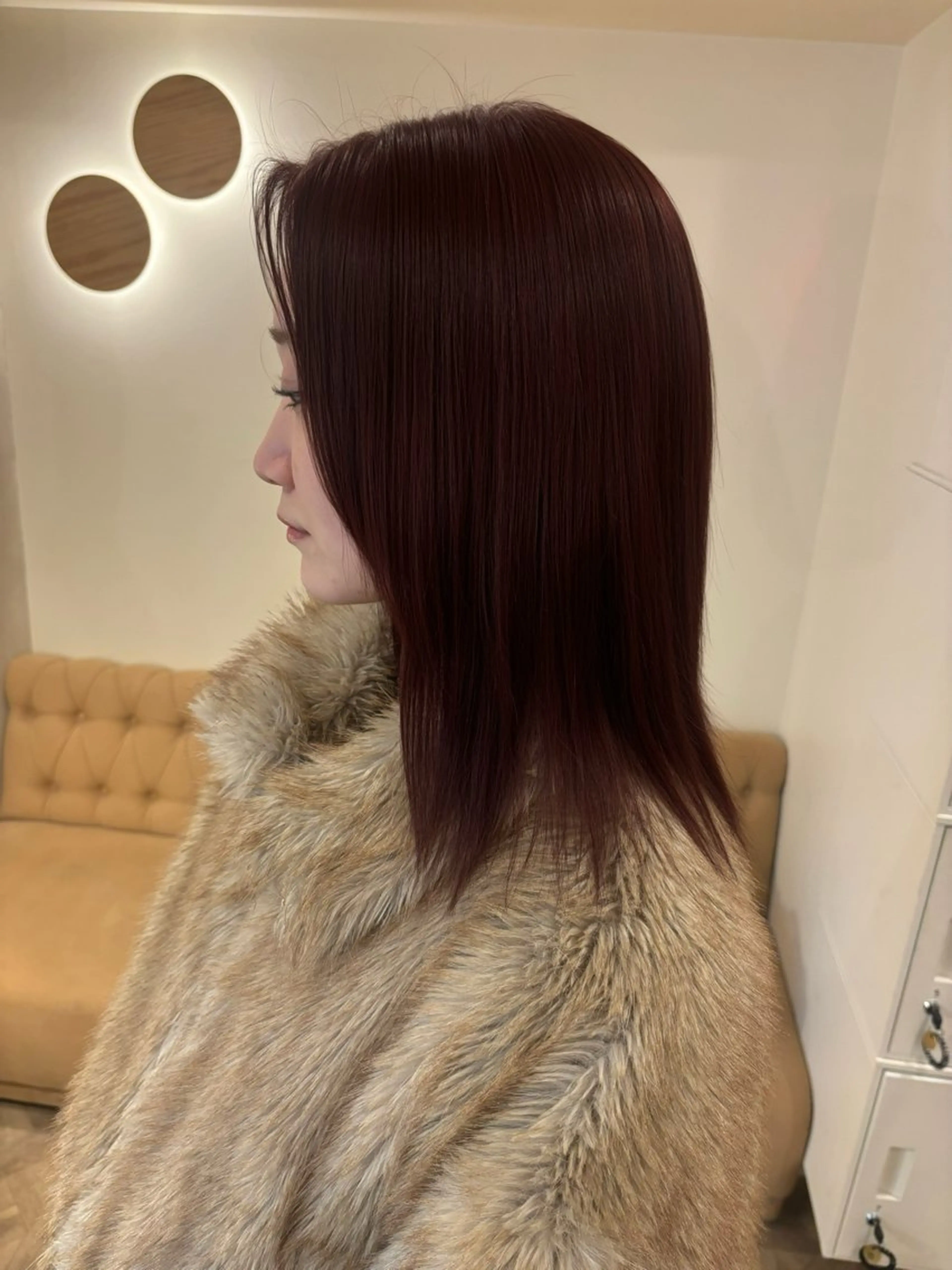 ミディアム カラー ヘアカラー トリートメント ミルクティ/ピンク/ レイヤー/yuriaのヘアスタイル