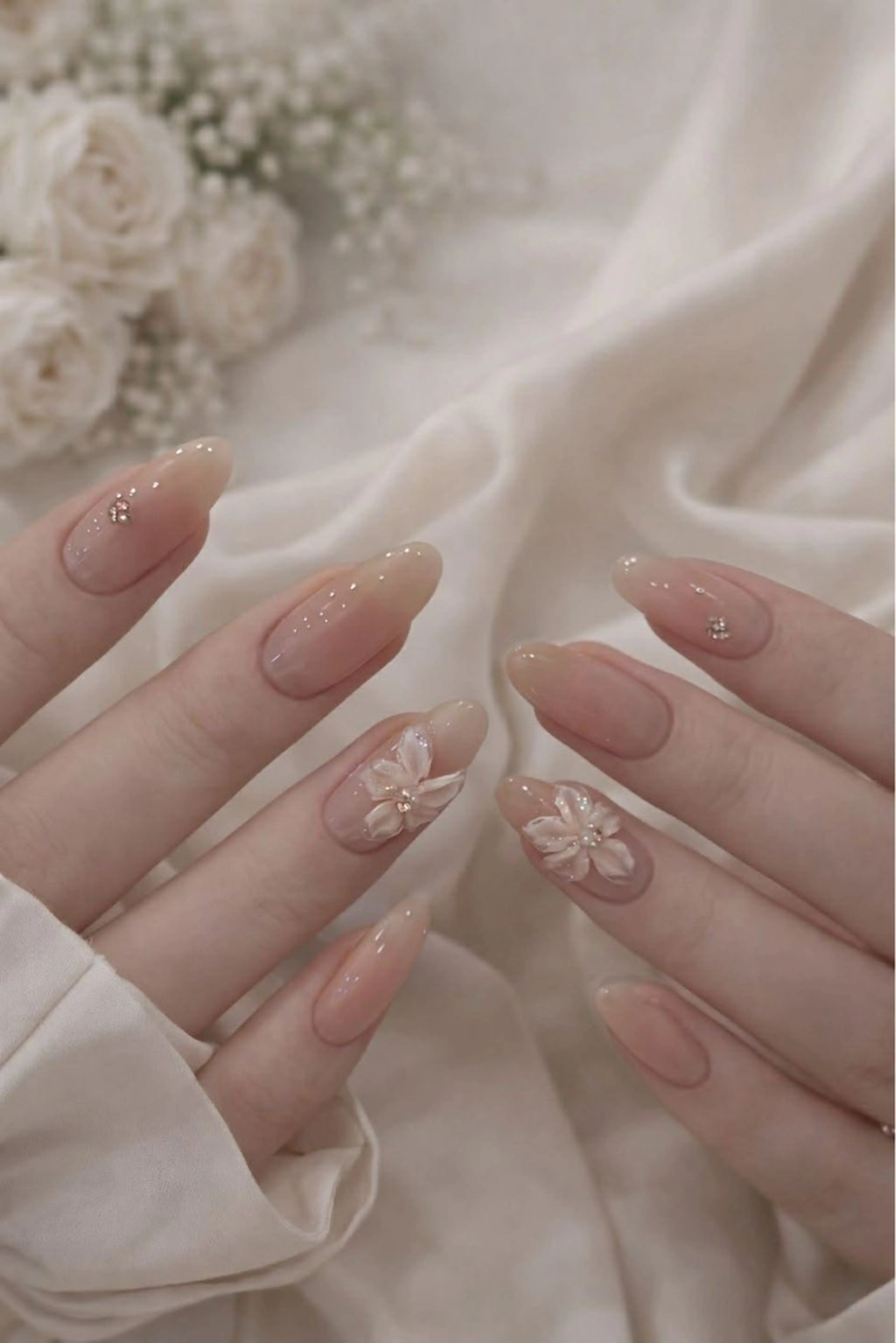 ネイル ハンドネイル 🎀PG🩵 ネイルサロンのネイルデザイン