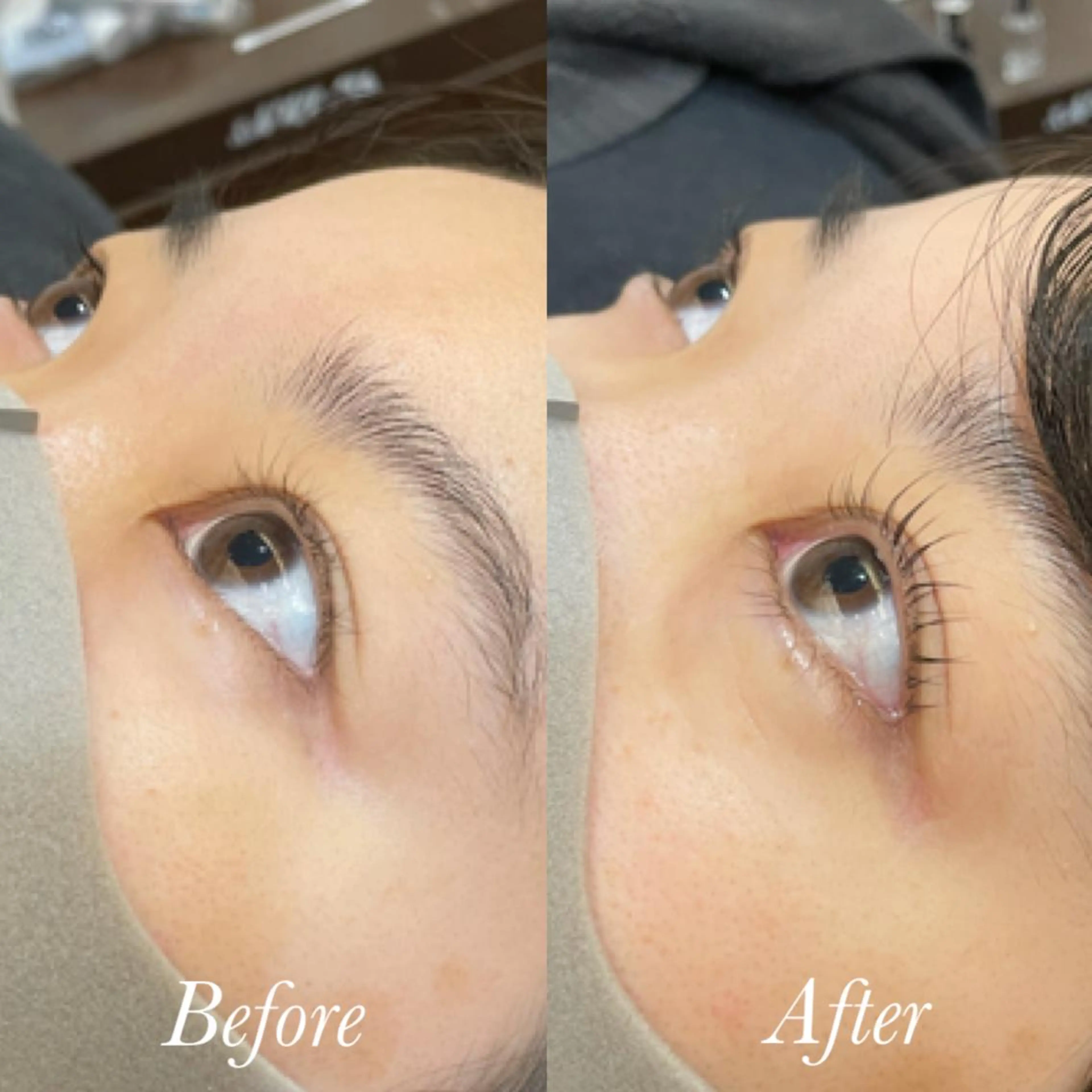 マツエク・マツパ パリジェンヌラッシュリフト aya/小顔レイヤー /柔らかカラーのヘアスタイル