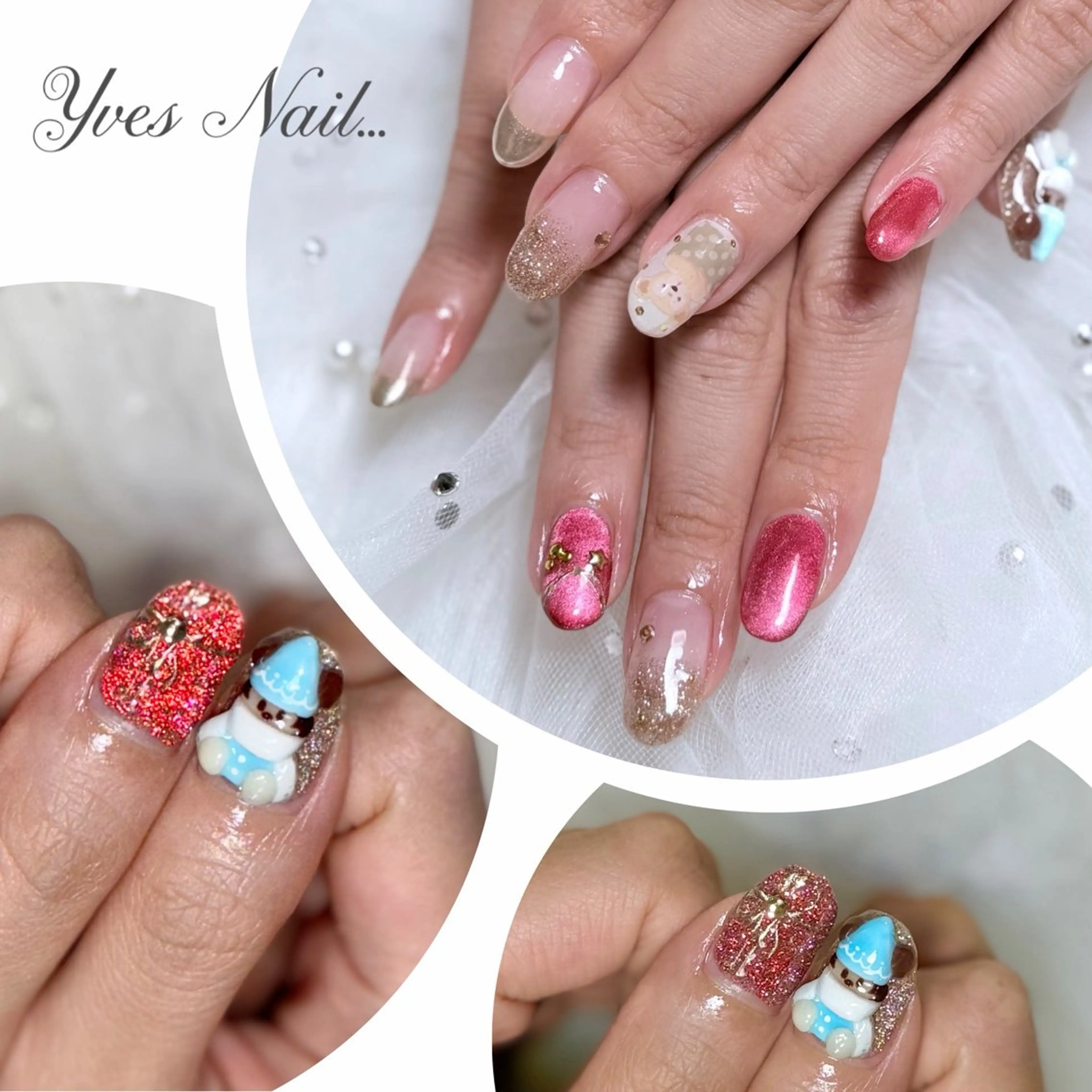 ネイル フラッシュネイル フレンチネイル ミラーネイル 冬ネイル クリスマス ハンドネイル kanno yのネイルデザイン