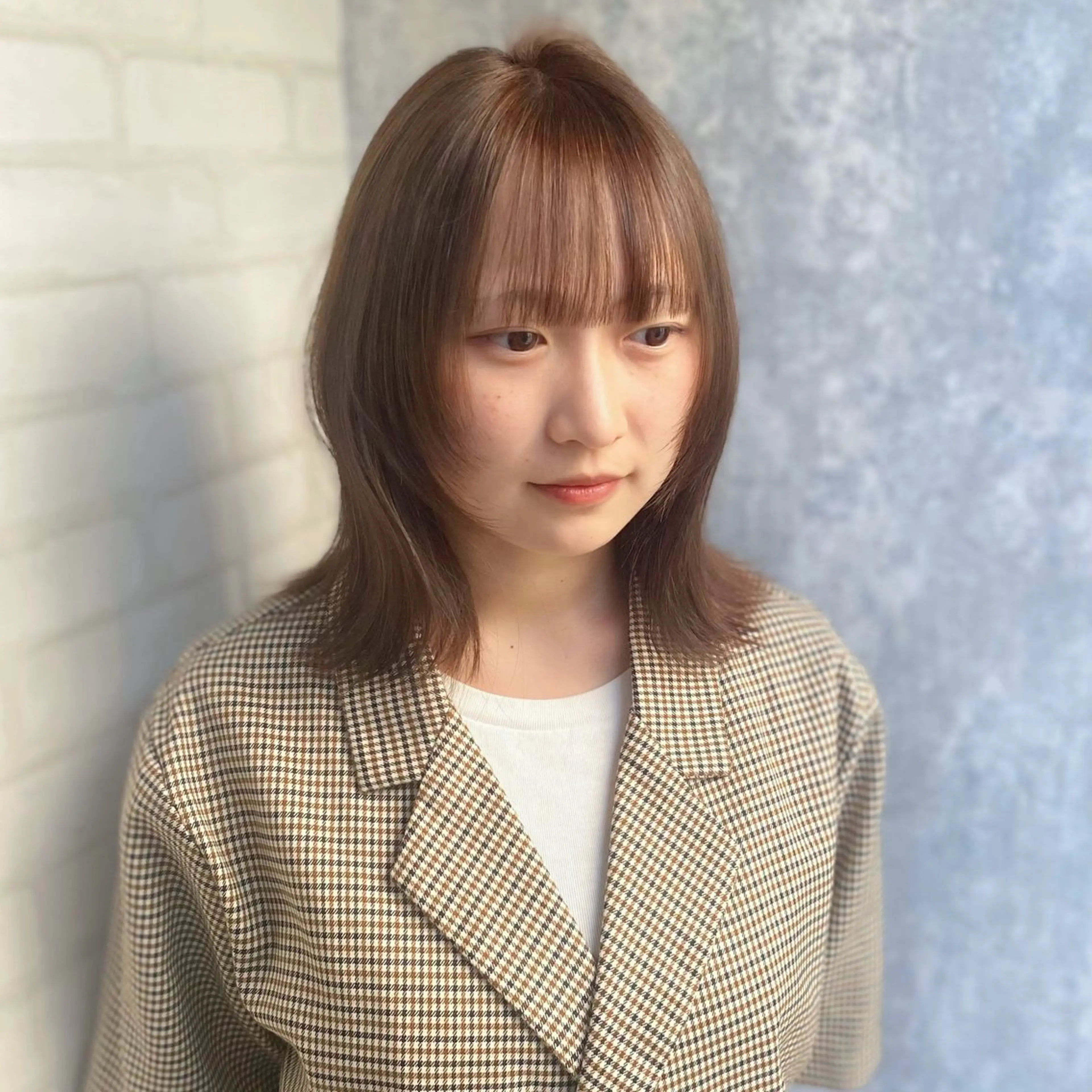 ミディアム カラー 透明感カラー カット ヘアカラー トリートメント shiori/透明感 /顔周り/髪質改善のヘアスタイル