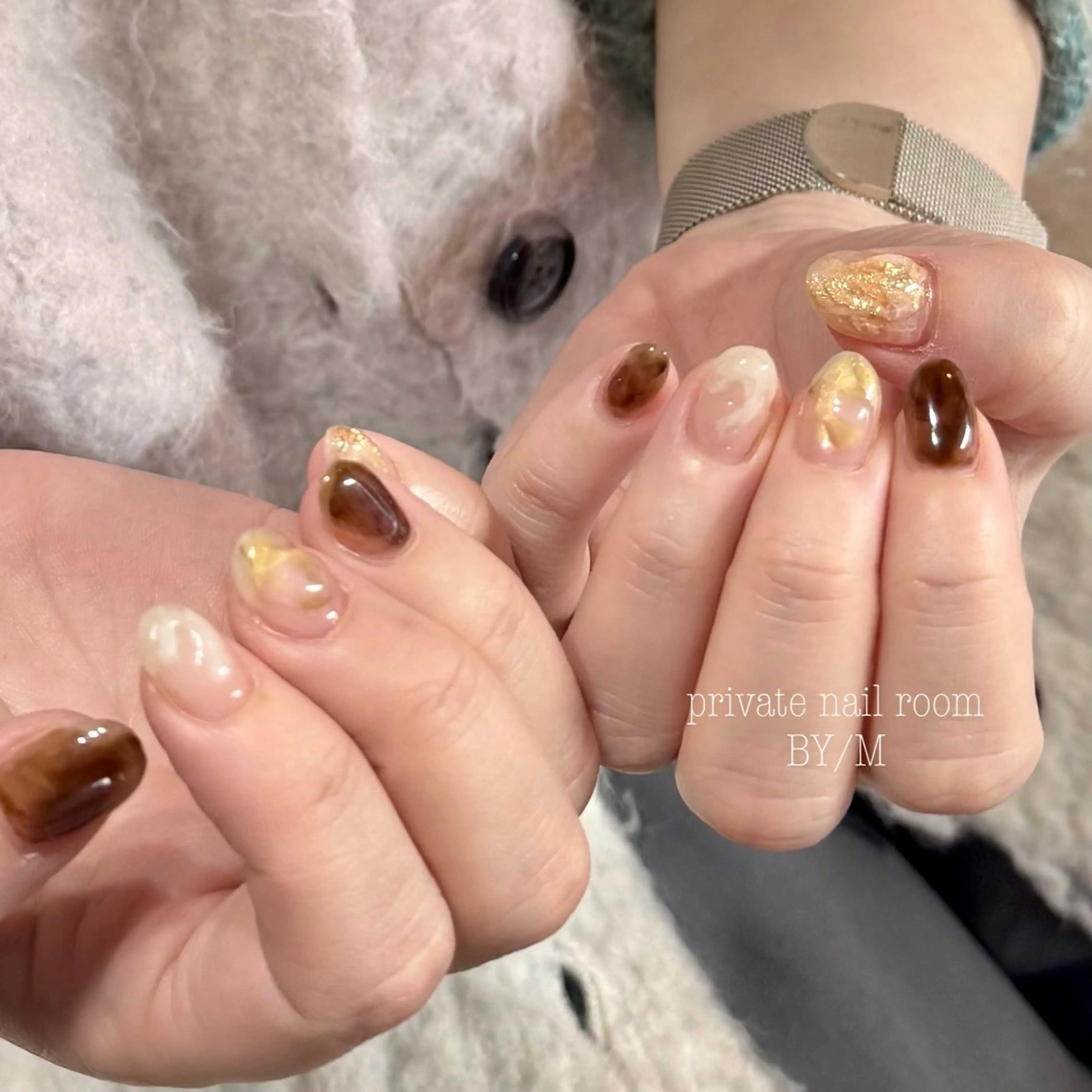 ネイル 持ち込み ニュアンスネイル ぷっくりネイル ハンドネイル BY / Mのネイルデザイン