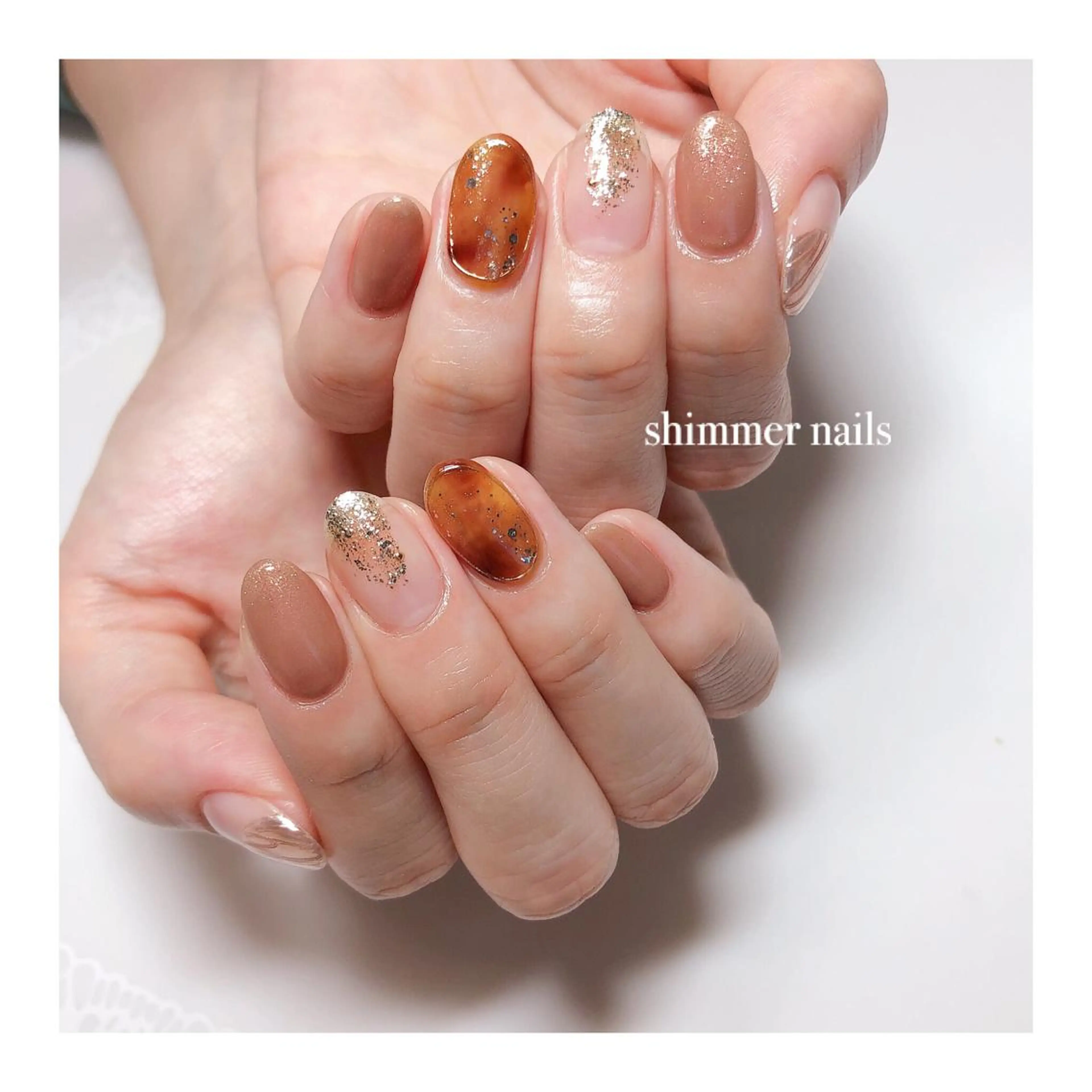 ネイル べっ甲ネイル shimmer nailsのネイルデザイン