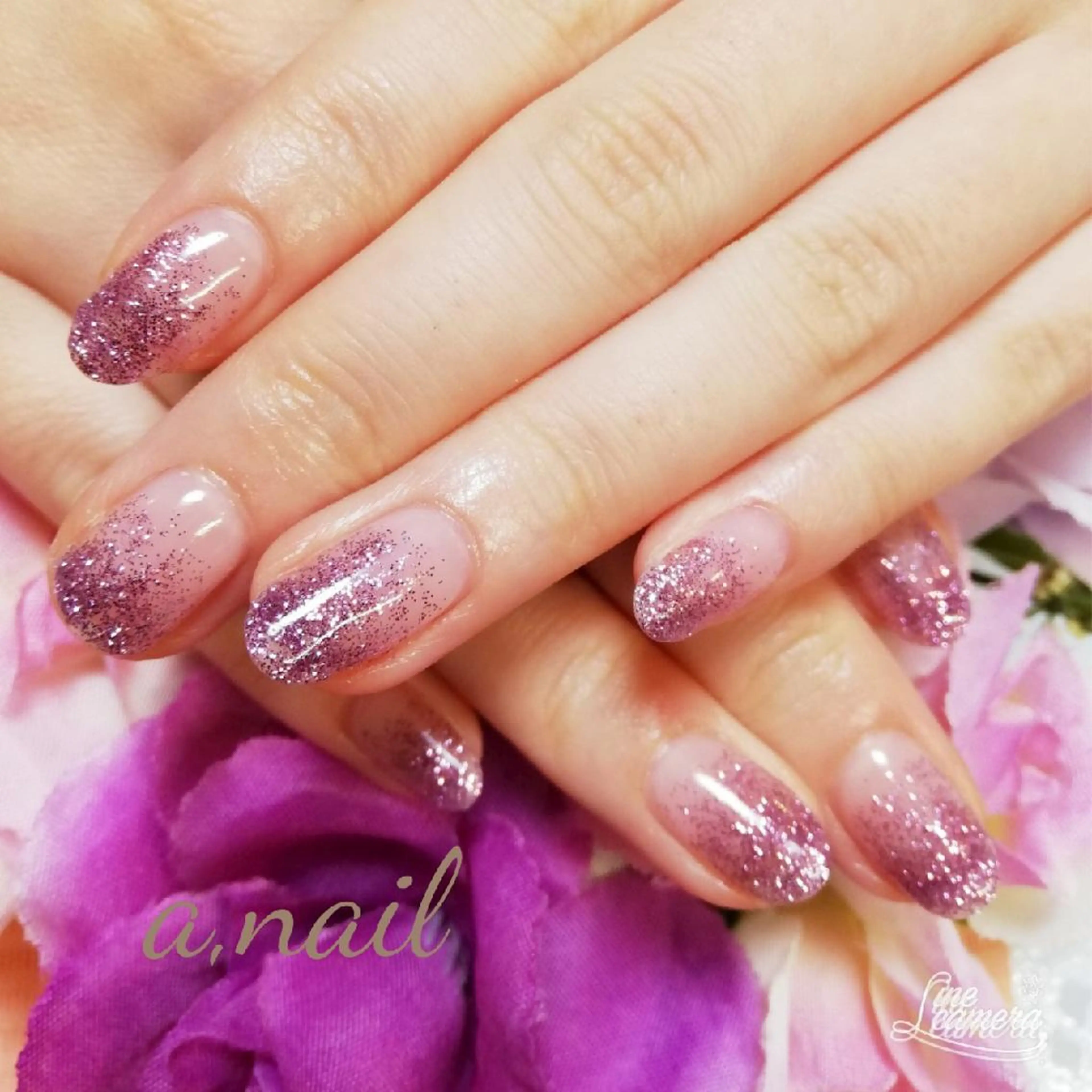 ネイル グラデーション キラキラネイル ラメ(グリッター) ラメグラデーション パープル ネイルサロン エーネイルのネイルデザイン