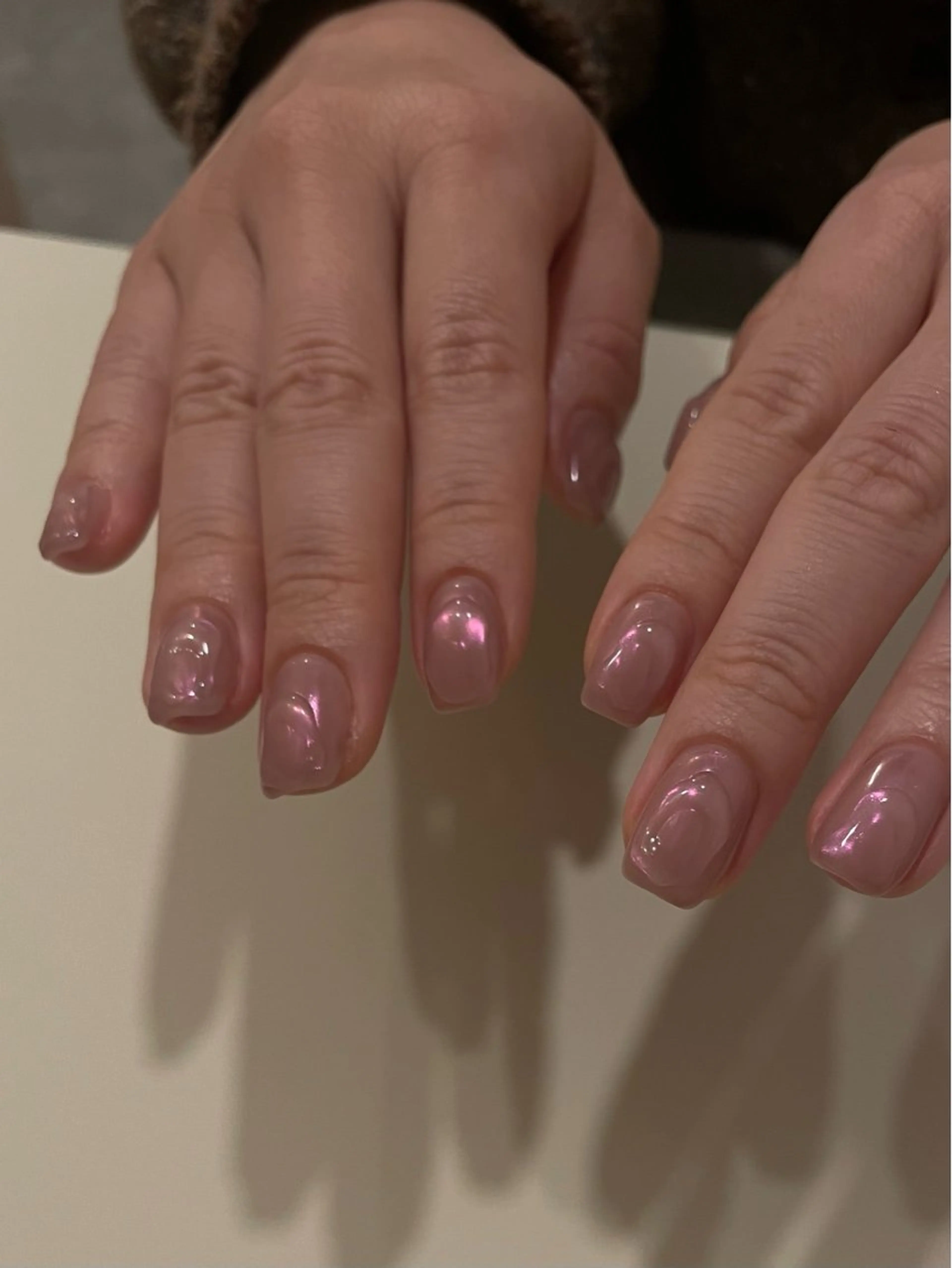 ネイル オーロラネイル ピンク ハンドネイル roof nailのネイルデザイン