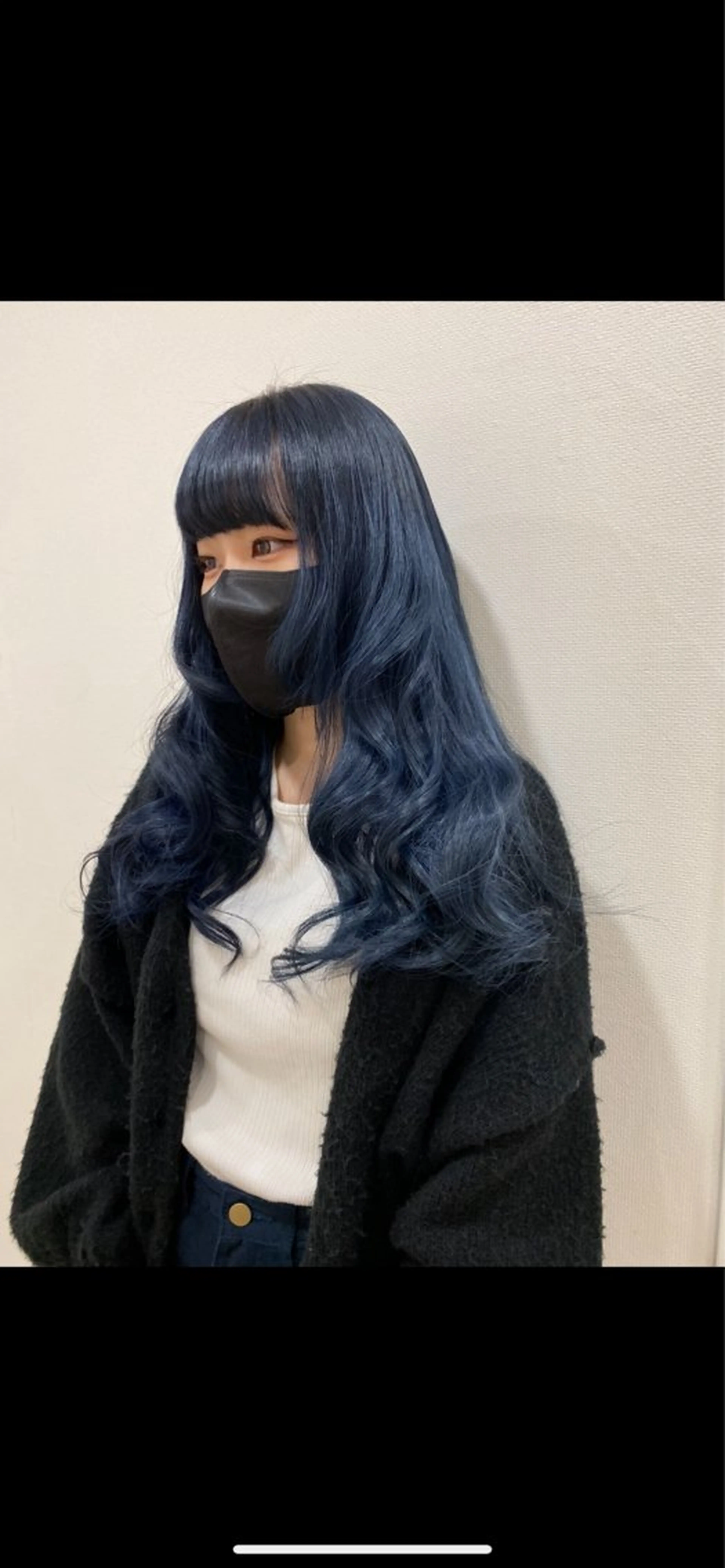 ロング カラー ブルーカラー ネイビーカラー カット ヘアカラー トリートメント erika /韓国ヘアのヘアスタイル