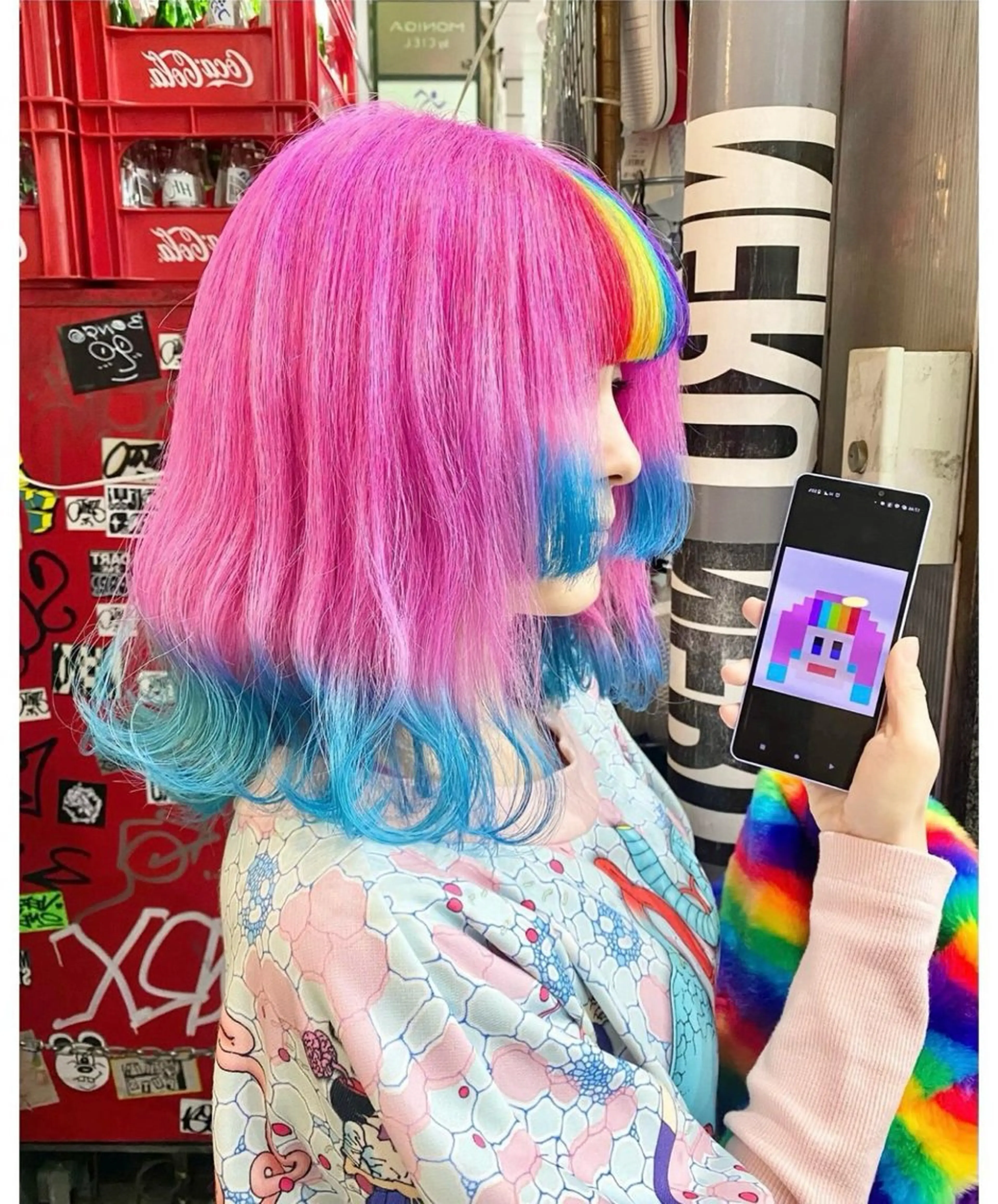 ミディアム カラー ユニコーンカラー ヘアカラー TSUNO🦖 派手髪/オタク美容師のヘアスタイル