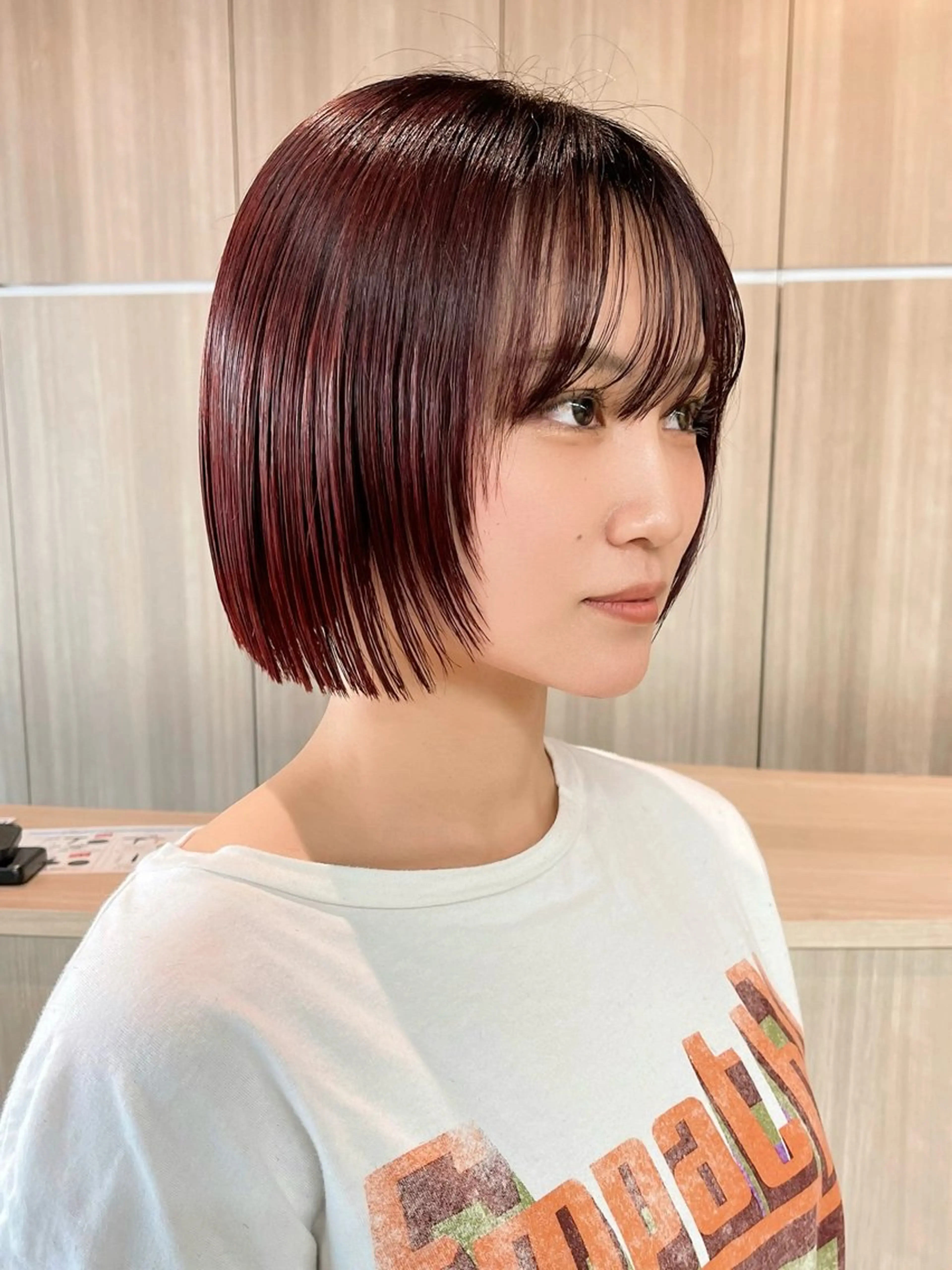 ミディアム カラー カット ヘアカラー トリートメント 野田頭 心🌿/ボブ レイヤー/艶カラーのヘアスタイル