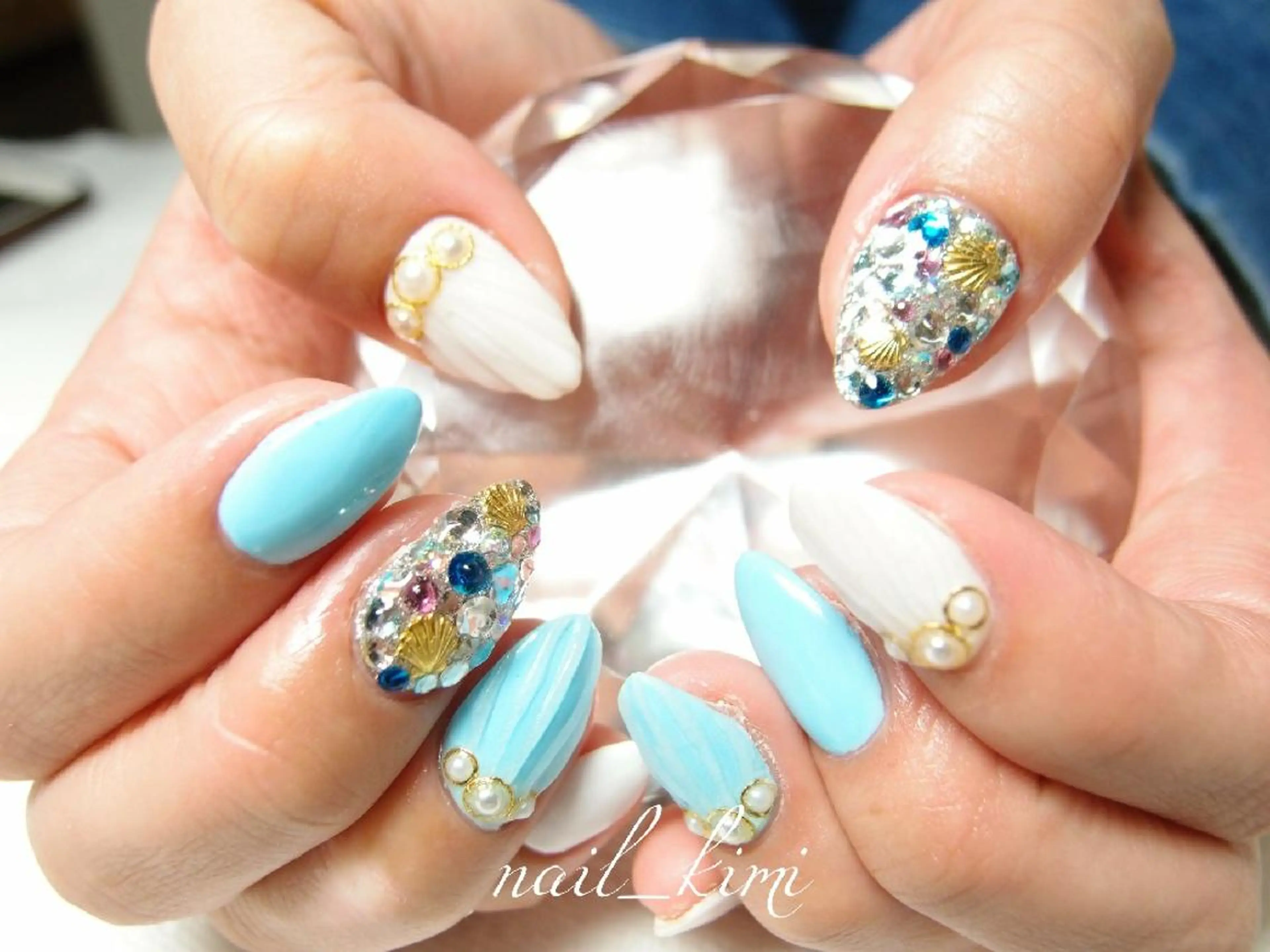 ネイル アートネイル フレンチネイル グラデーション ラメ(グリッター) ラメグラデーション ETHOSENSE. kimikaのネイルデザイン