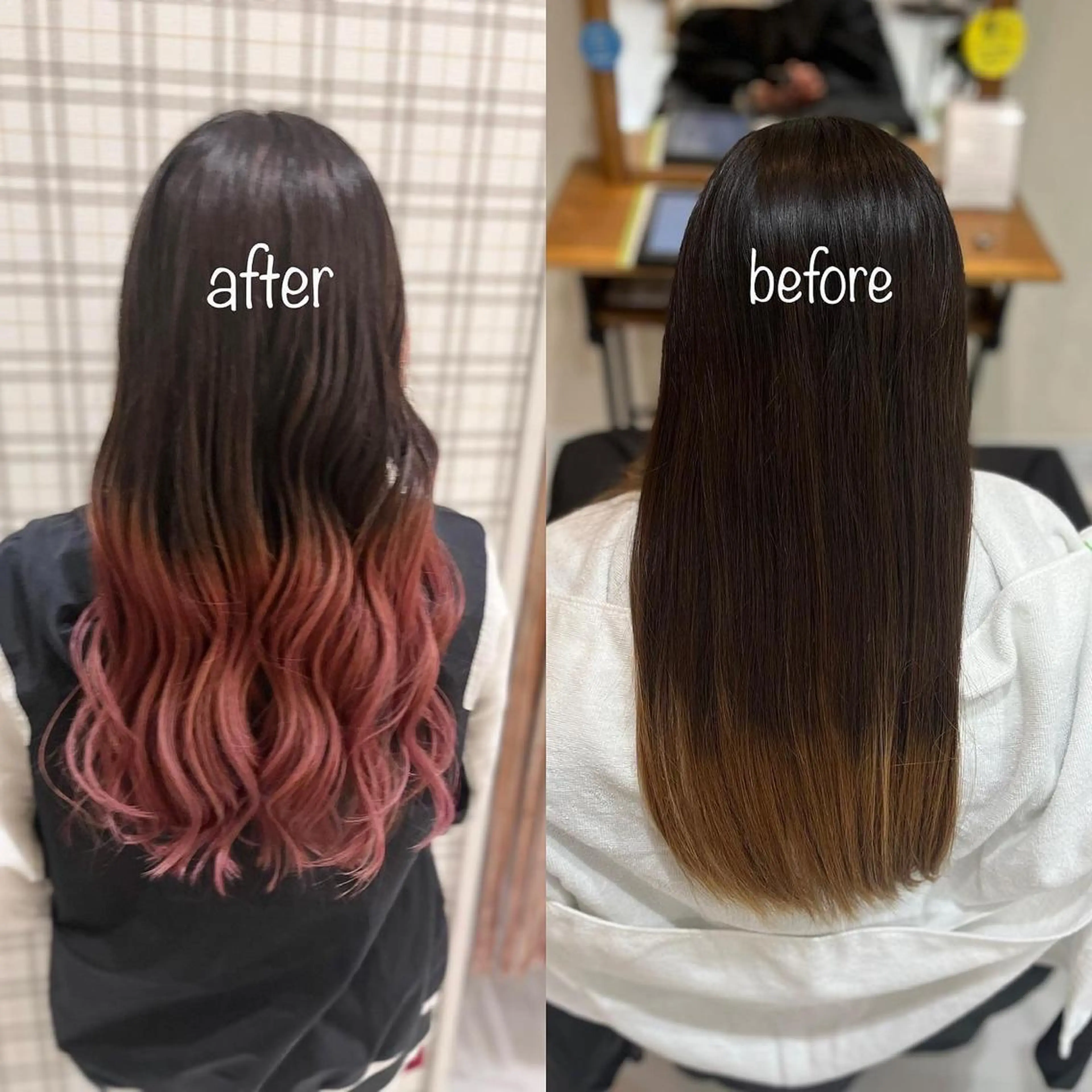 ロング カラー グラデーションカラー ピンクカラー ヘアカラー 堀口 彩佳のヘアスタイル