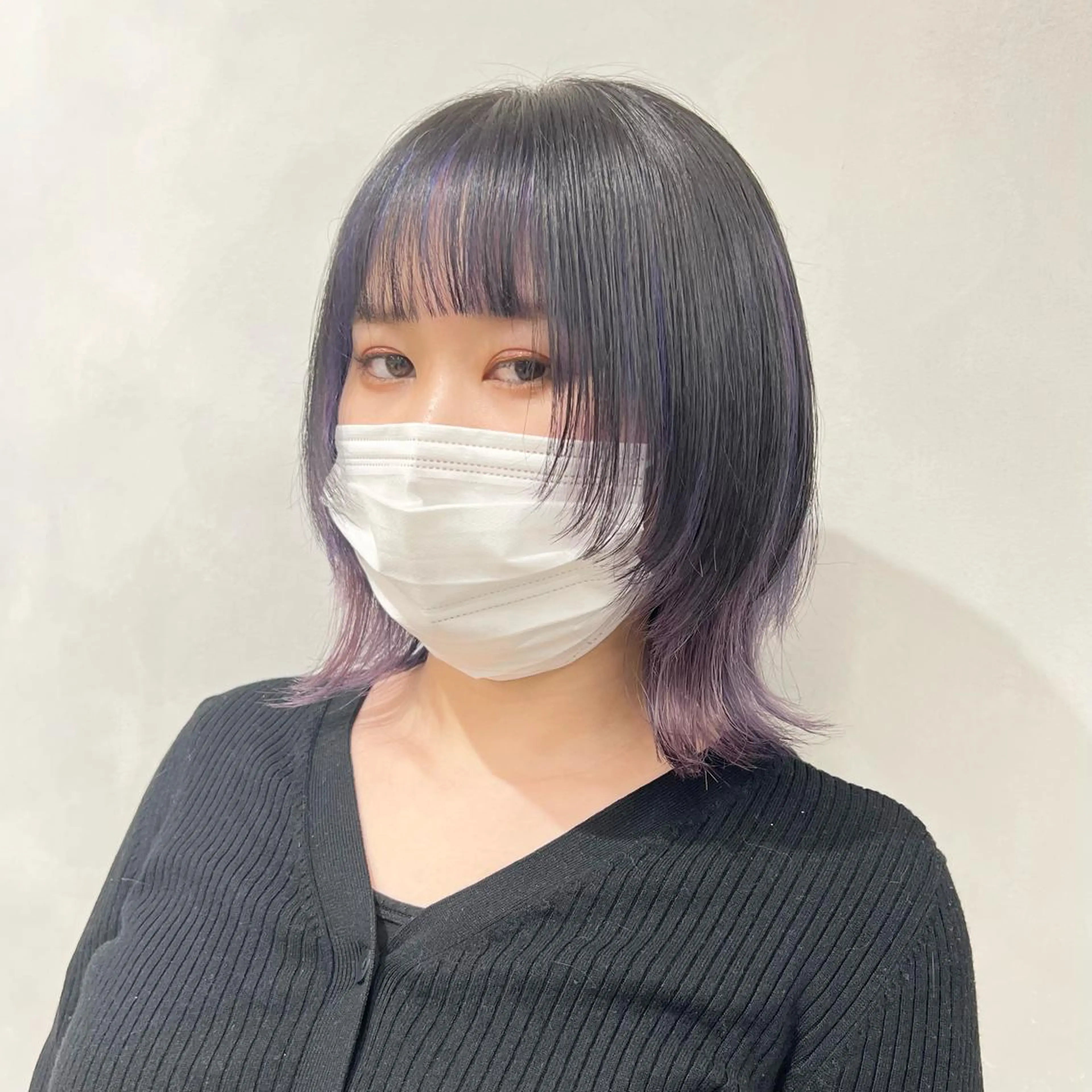 ミディアム カラー インナーカラー ラベンダーカラー パープルカラー ウルフカット 🩵ブリーチカラー 🐈MIORI🩵のヘアスタイル