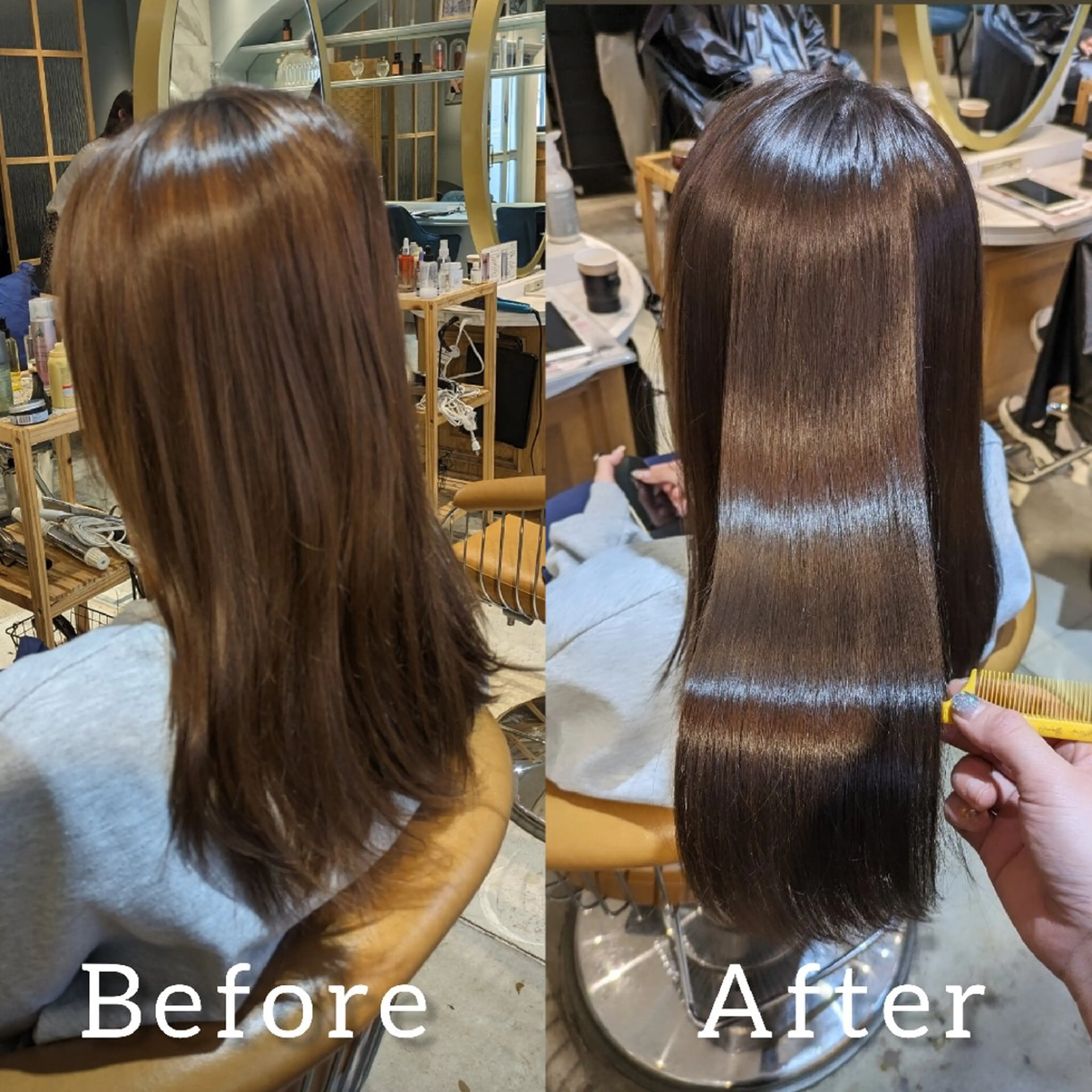 ロング カット ヘアカラー 縮毛矯正 トリートメント 縮毛矯正/レイヤー 💎やまもとちひろのヘアスタイル