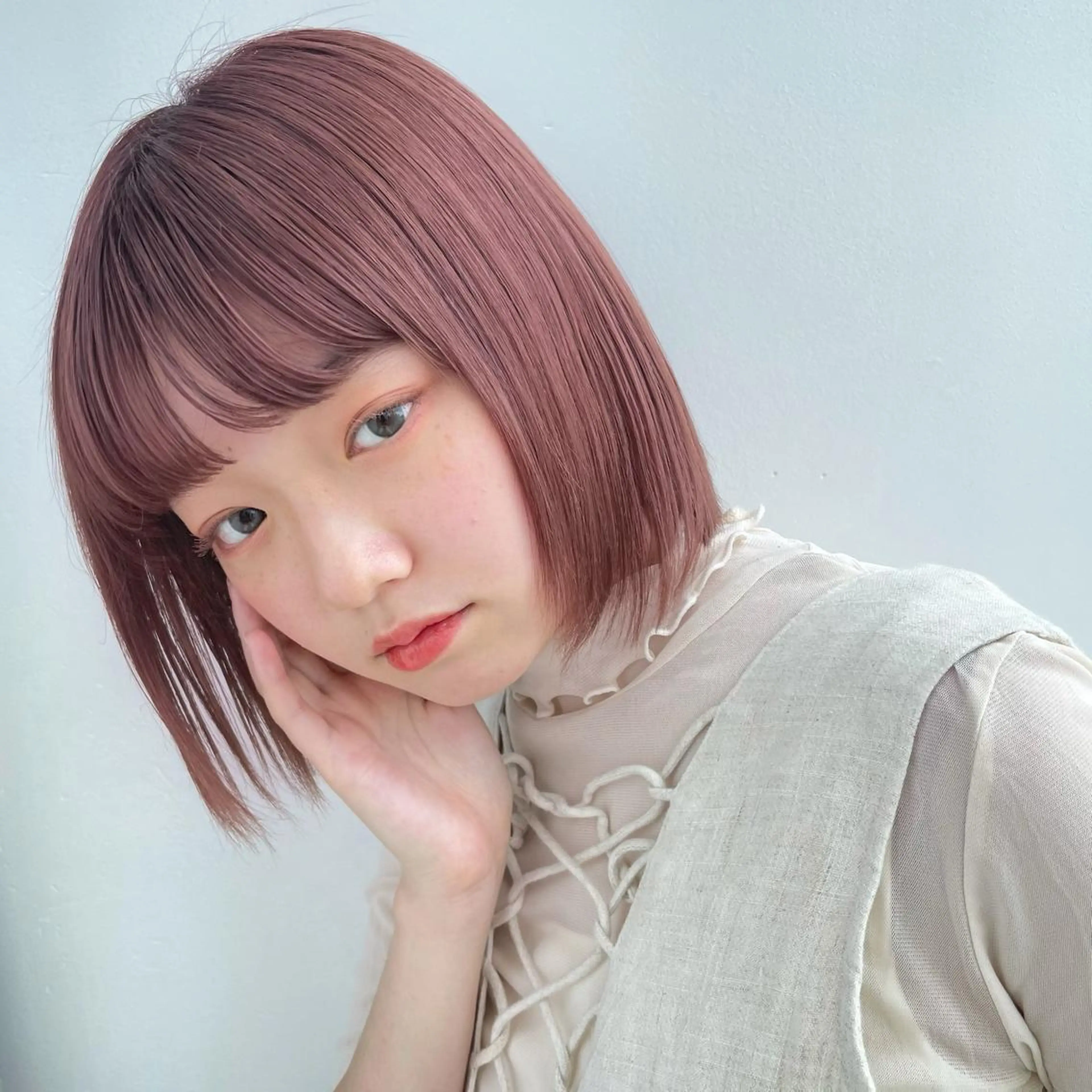 セミロング カラー ヘアアレンジ ラベンダーカラー ラベンダーピンク ピンクカラー 【柔らか透明感✨/ 似合せ前髪】大石葉月のヘアスタイル
