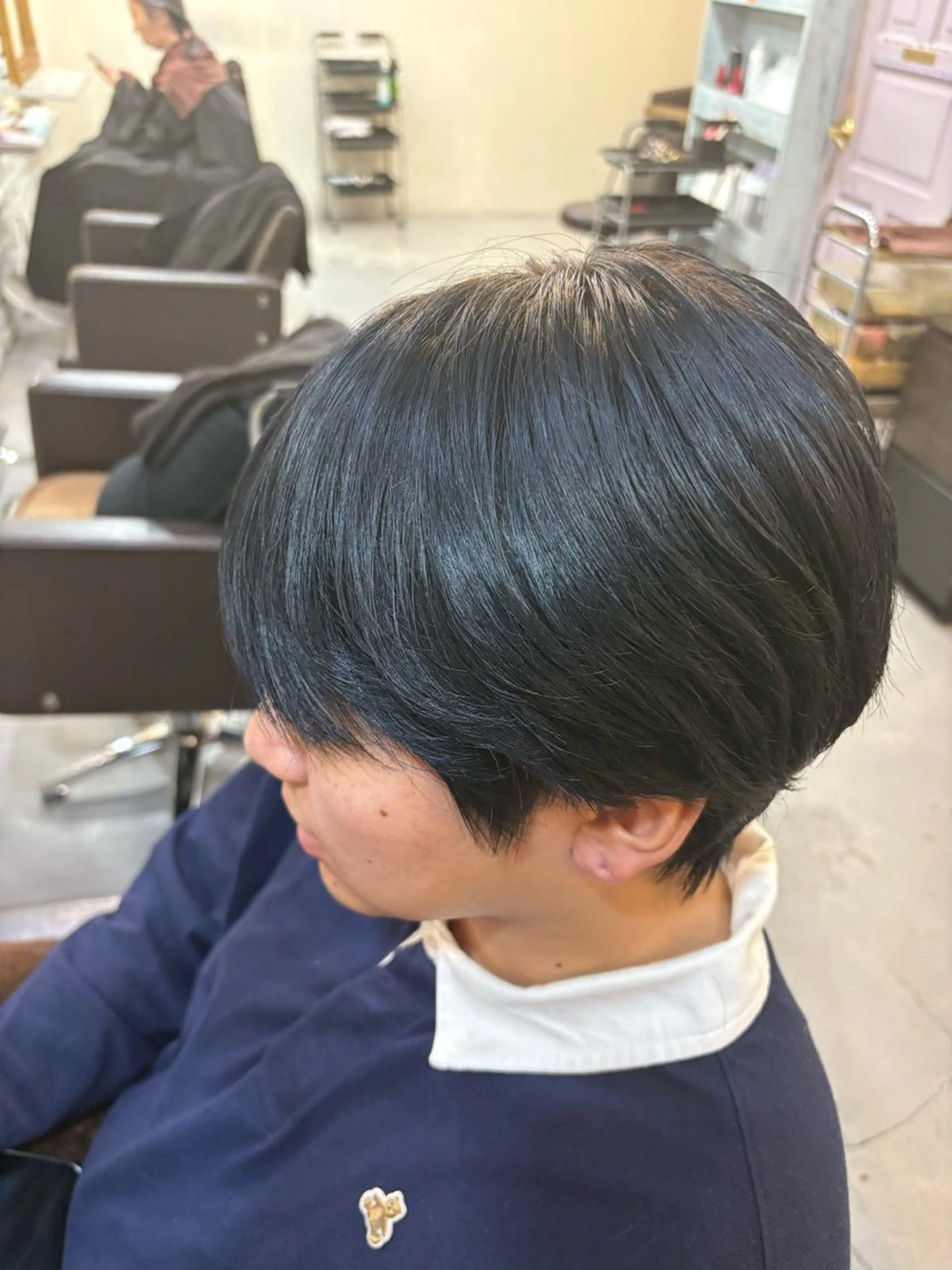 カラー メンズ 黒髪 ブルーカラー ブルーブラック 🫧新宿｜透明感｜ 艶髪｜KARIN🤍のヘアスタイル