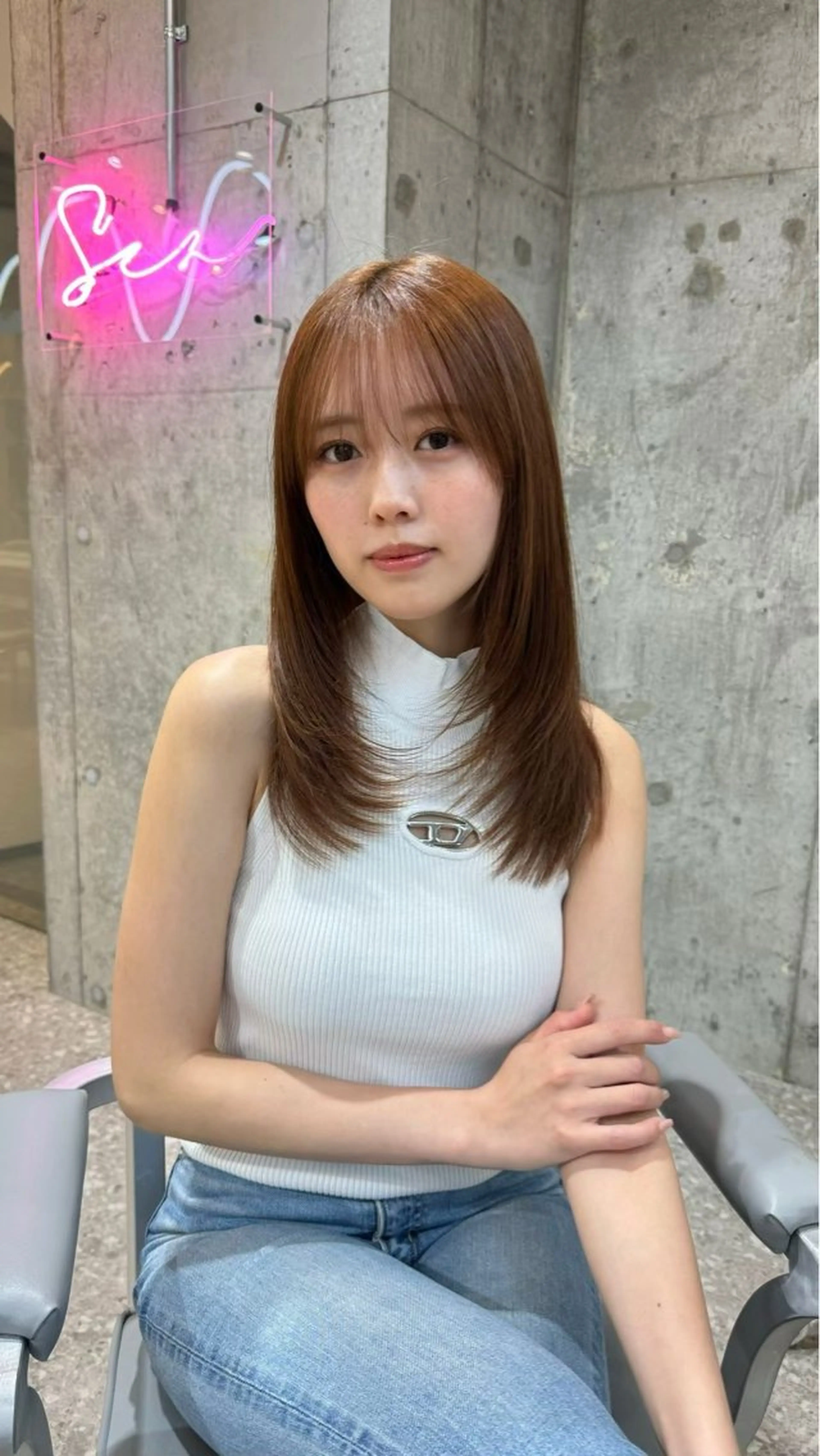 ミディアム カット ヘアカラー トリートメント 髪質改善/縮毛矯正 /レイヤー/宮崎直弥のヘアスタイル