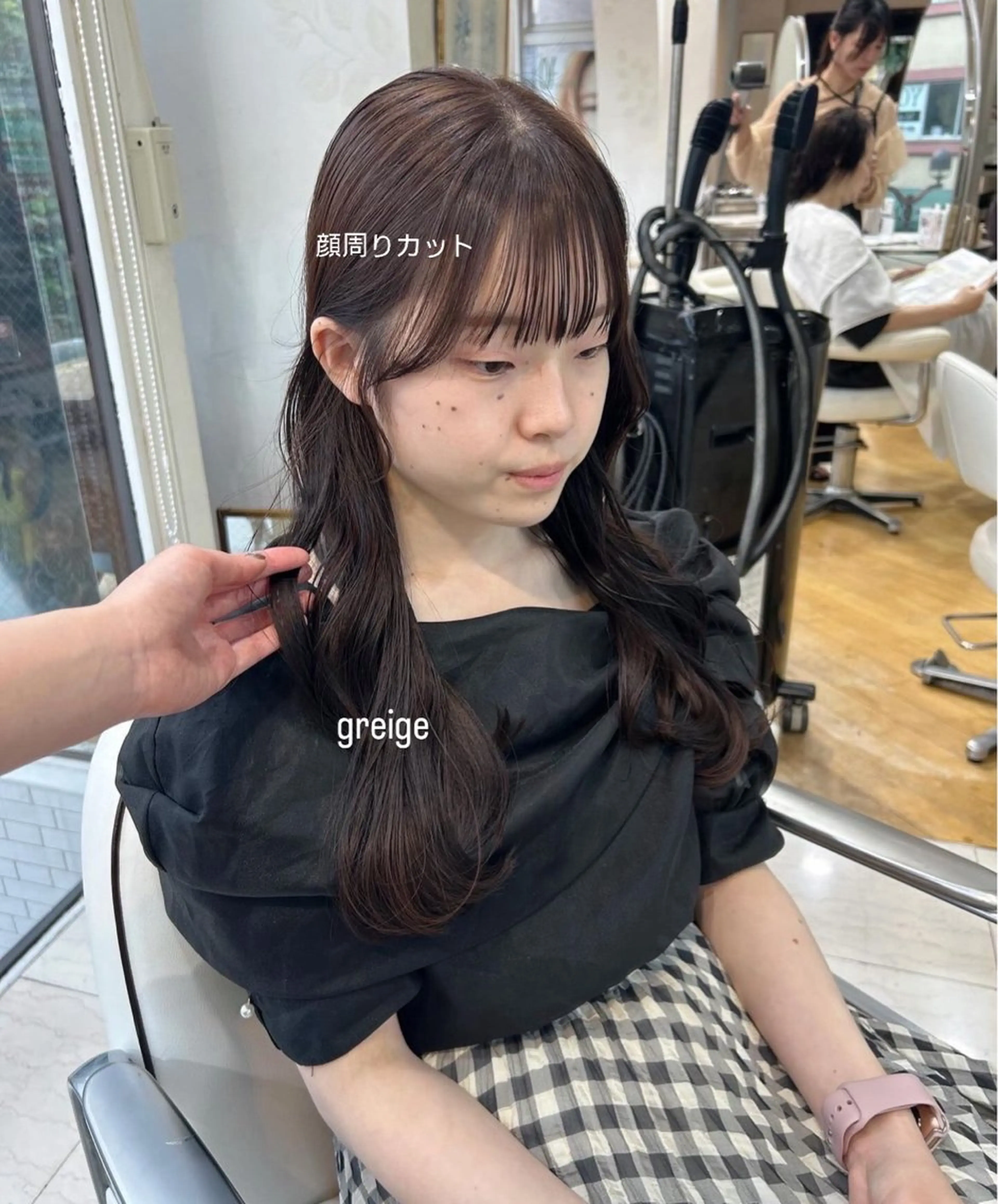 ロング カラー 顔周りカット カット ありむらもえ/ 透明感カラーのヘアスタイル