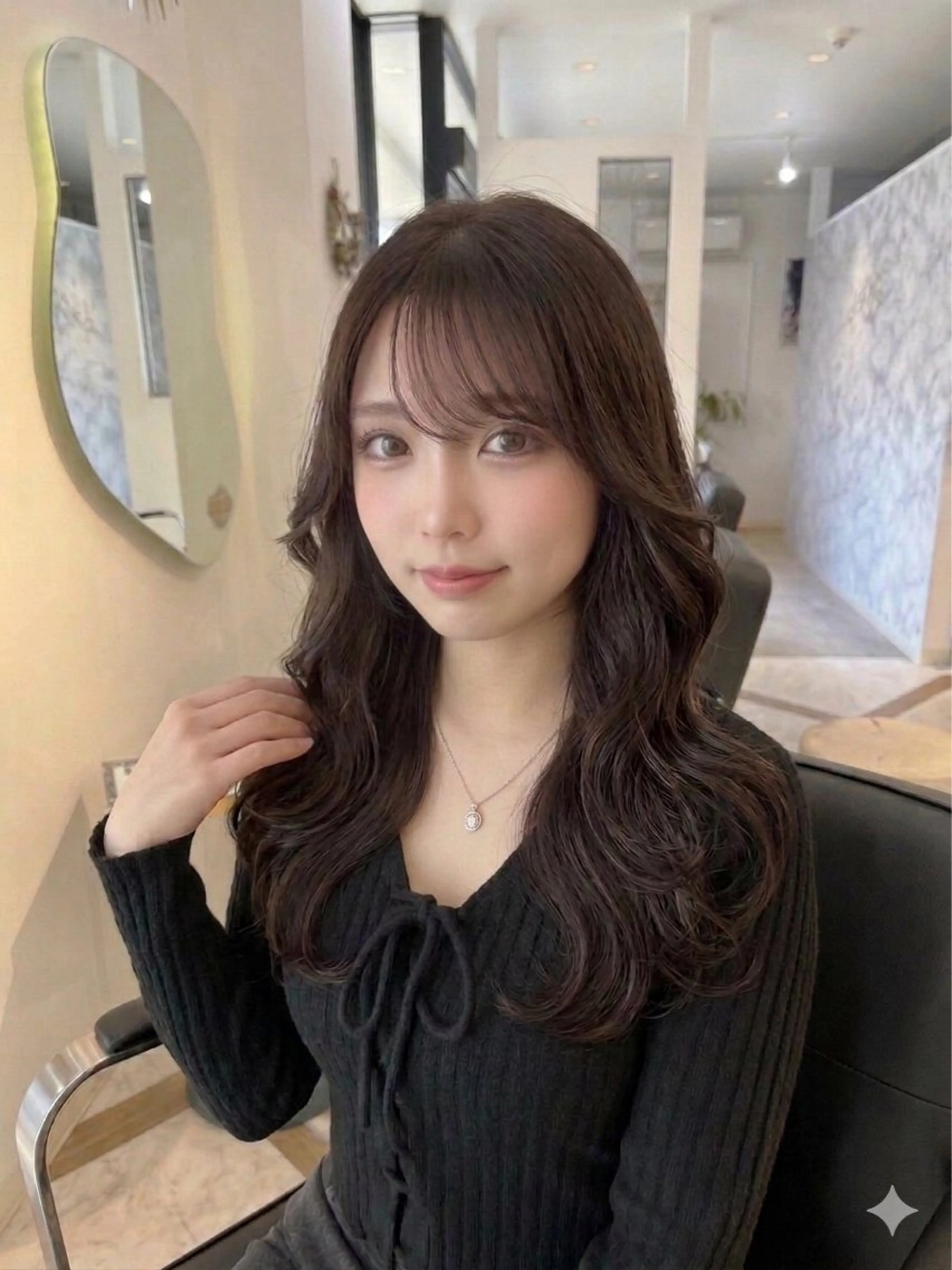 セミロング カラー カット ヘアカラー トリートメント 上尾韓国レイヤー/ 艶カラー/しの🫧のヘアスタイル