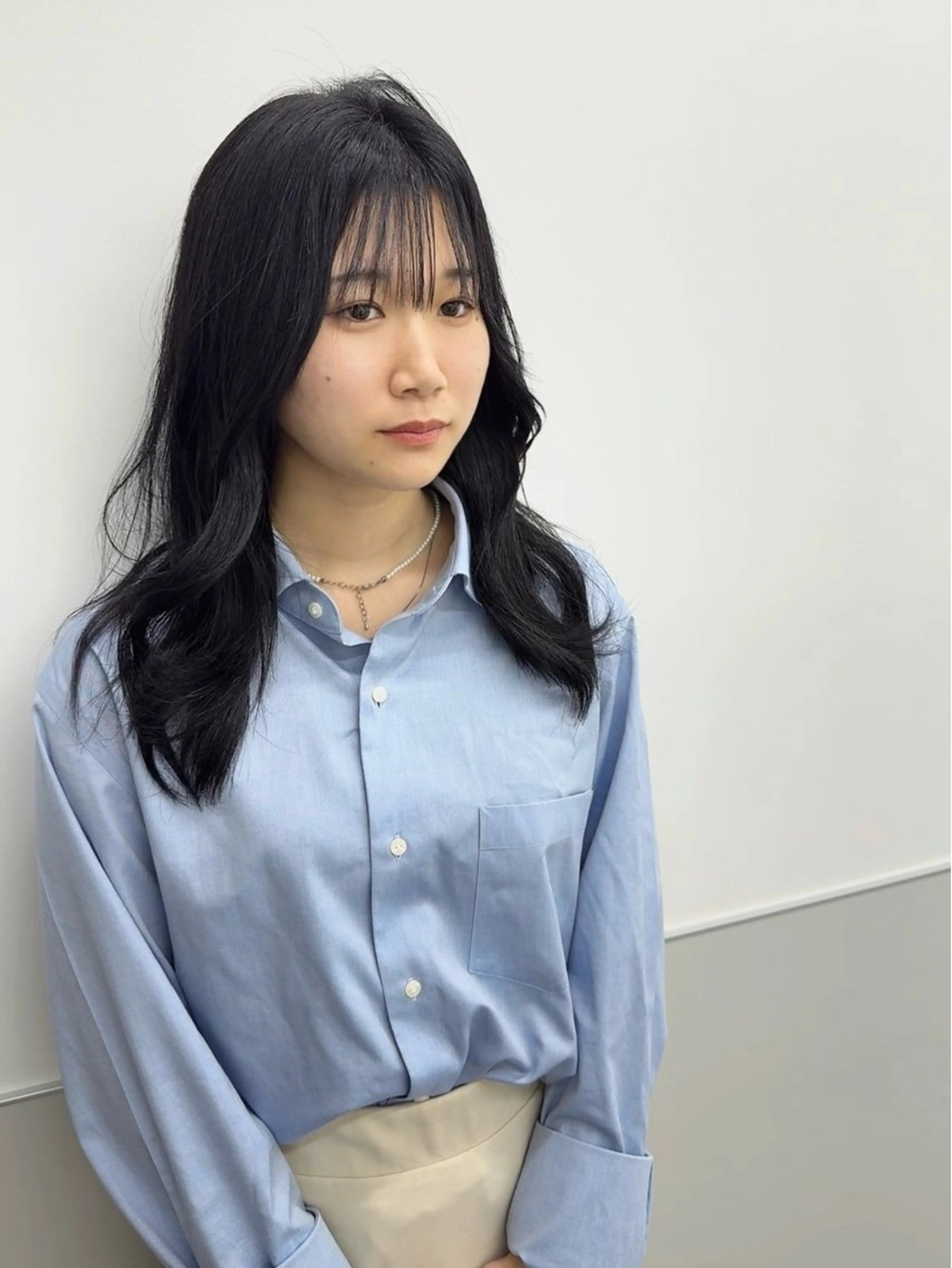 ロング カラー ダークグレー 韓国風ヘア レイヤーカット カット ヘアカラー トリートメント 韓国ヘア🇰🇷 スズキのヘアスタイル