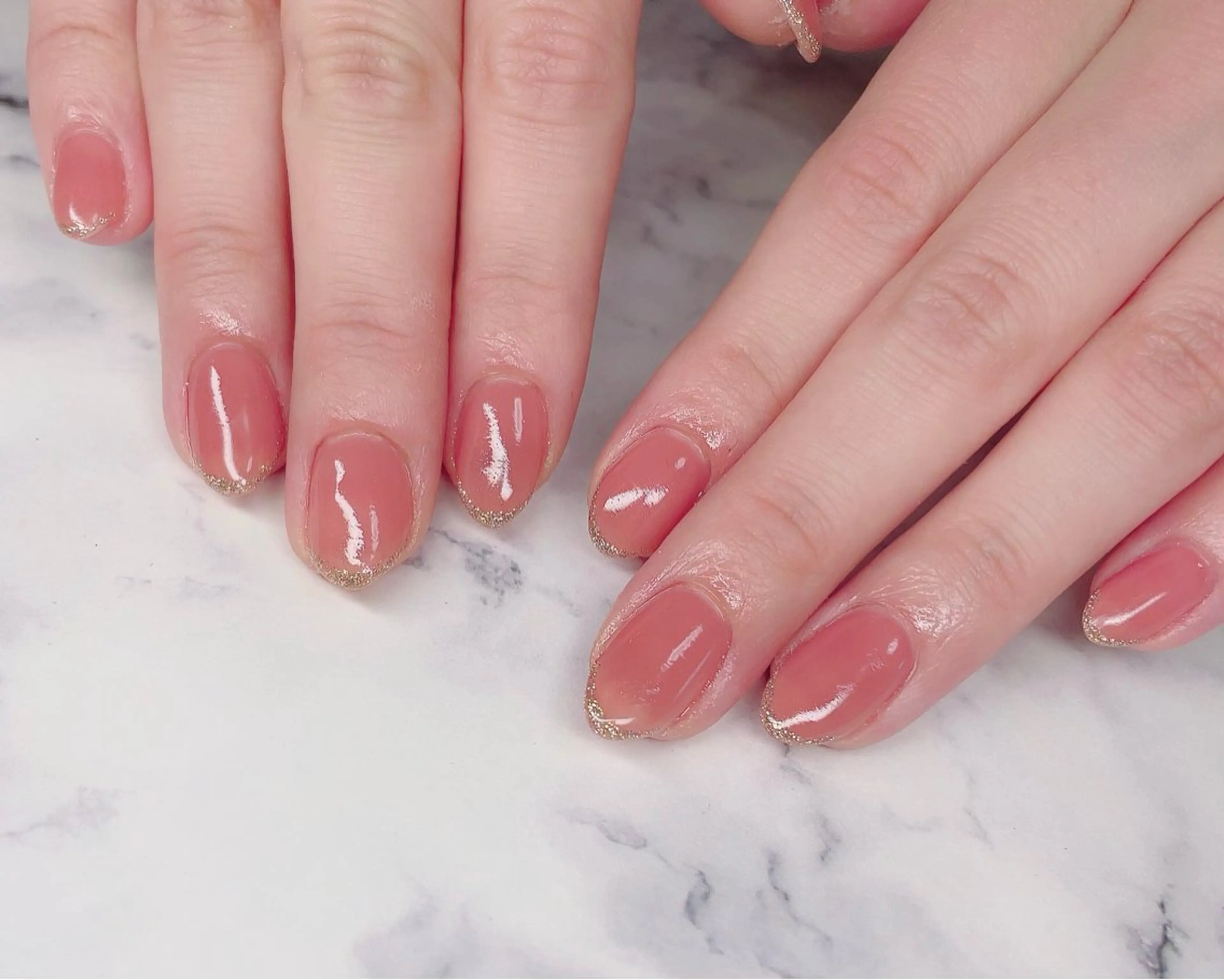 ネイル フレンチネイル ゴールド ピンク 春ネイル ハンドネイル Nail_by N1のネイルデザイン