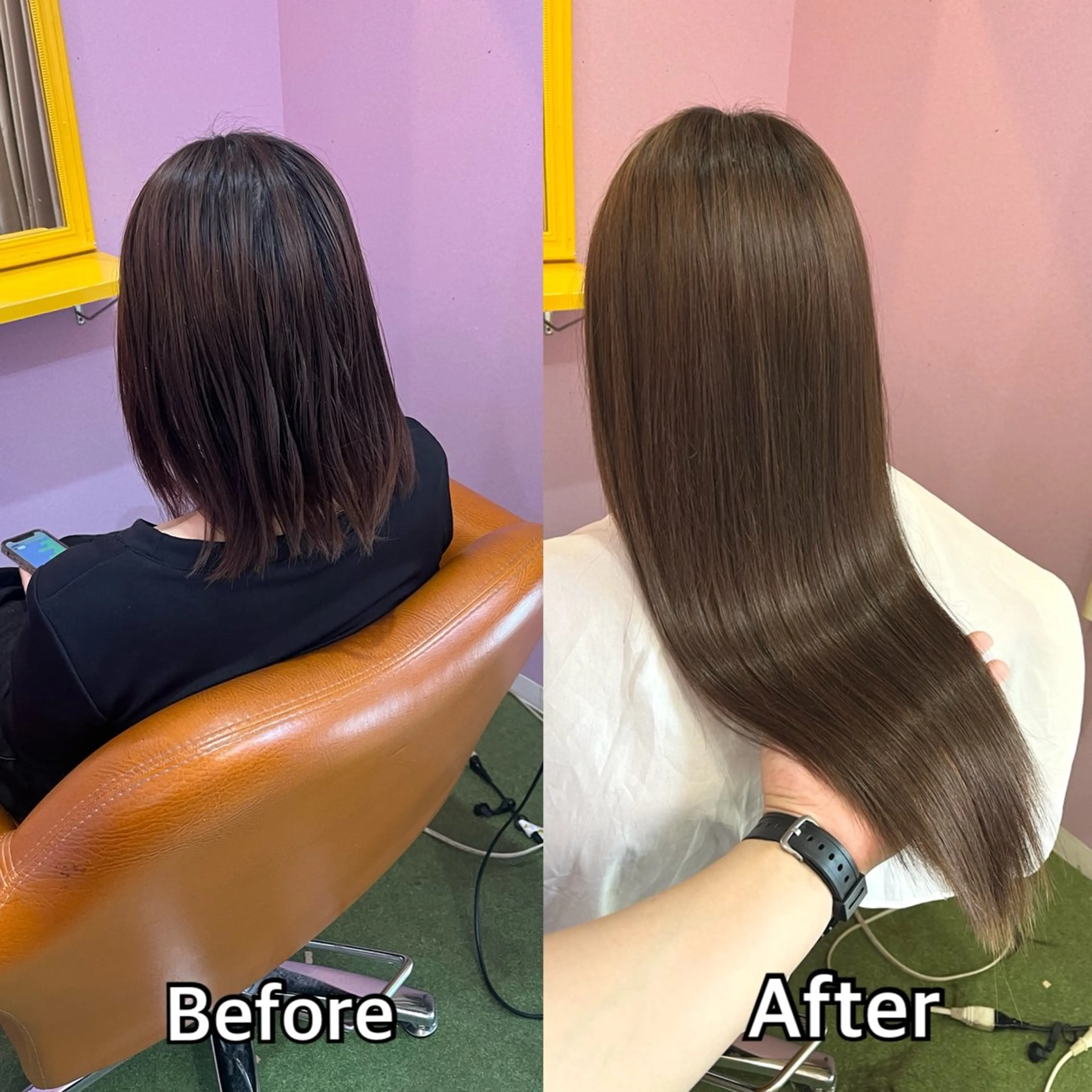 ロング エクステ シール＋ちび編み込み エクステ梅田🐨のヘアスタイル