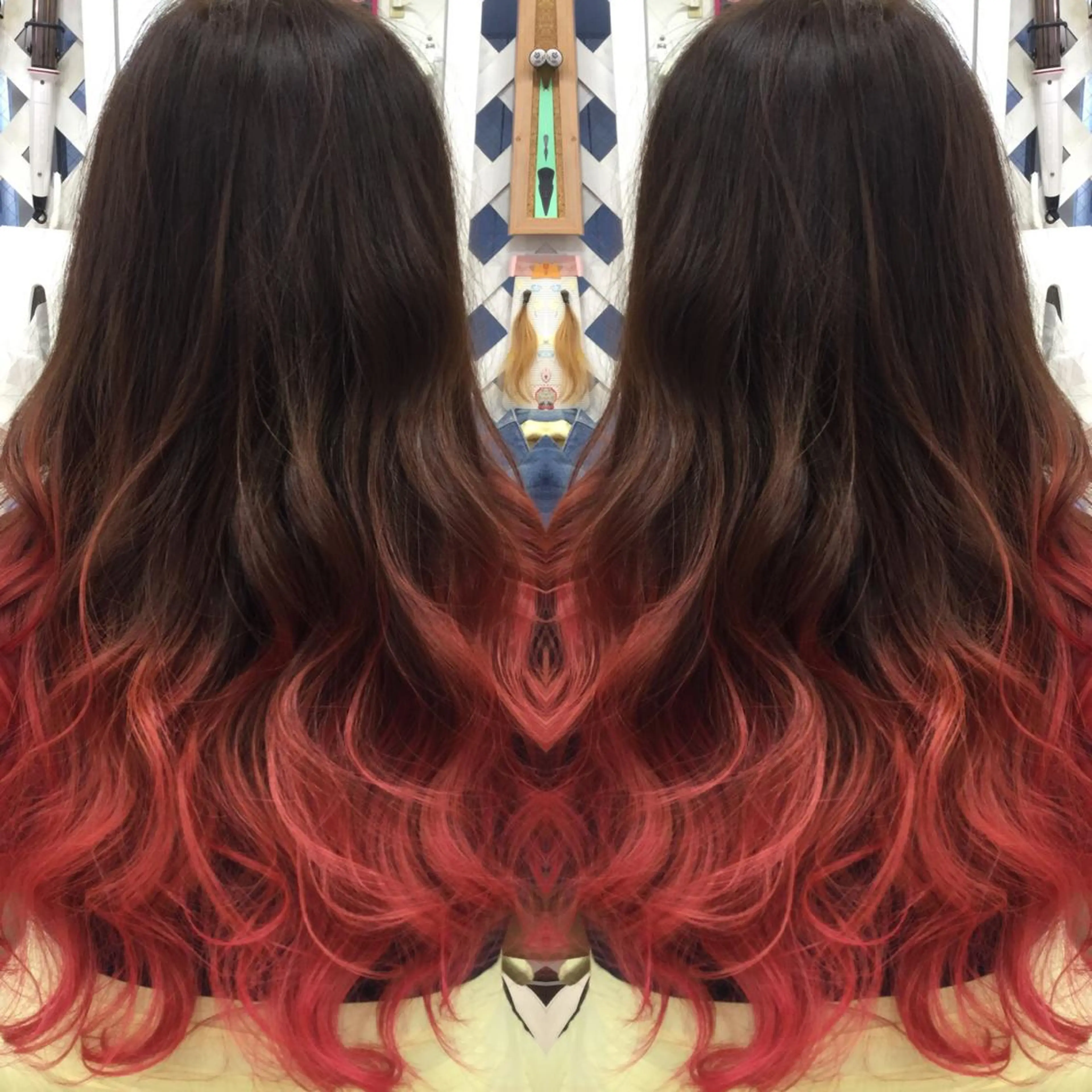 ロング カラー グラデーションカラー 名駅★シールエクステ クオーレゼロ★加藤のヘアスタイル