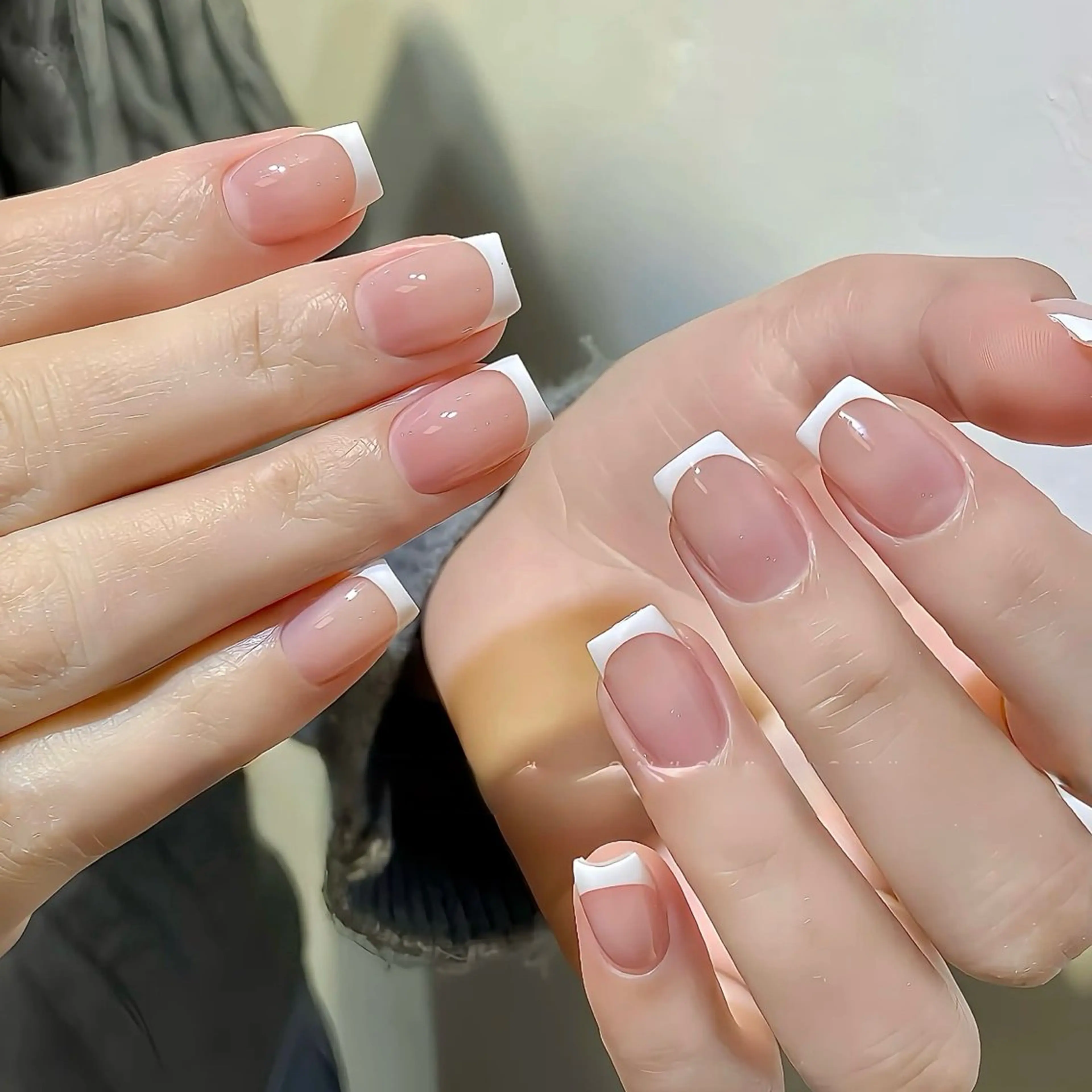 自爪オフケア込み🌸🌸王道フレンチ(2色まで)&ガラスフレンチ&ミラーフレンチ&ミラーグラデの写真