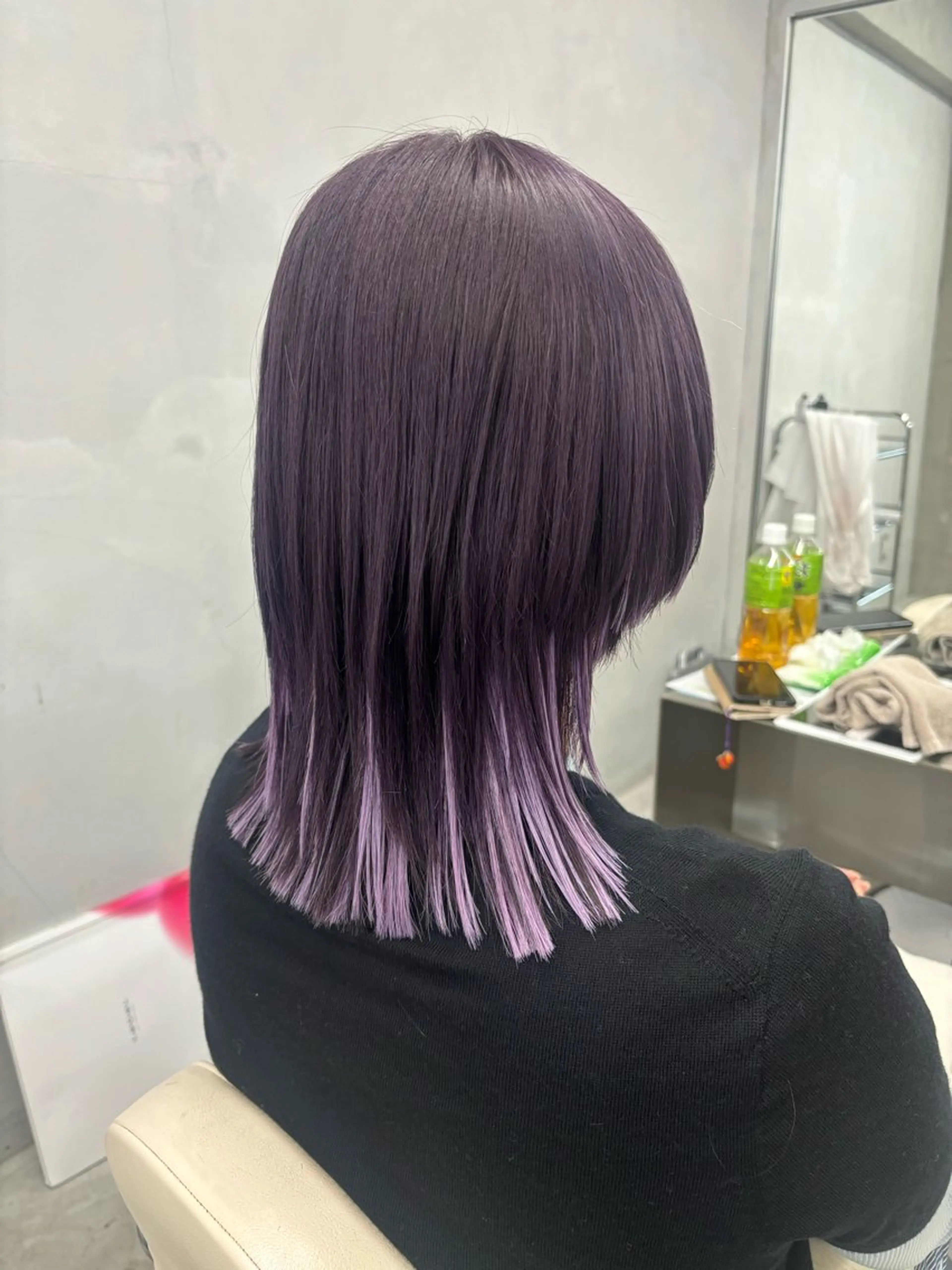 ミディアム カラー ブリーチ インナーカラー ラベンダーカラー エクステ カット ヘアカラー Kaho/大阪心斎橋 ボブ/レイヤー/艶髪のヘアスタイル