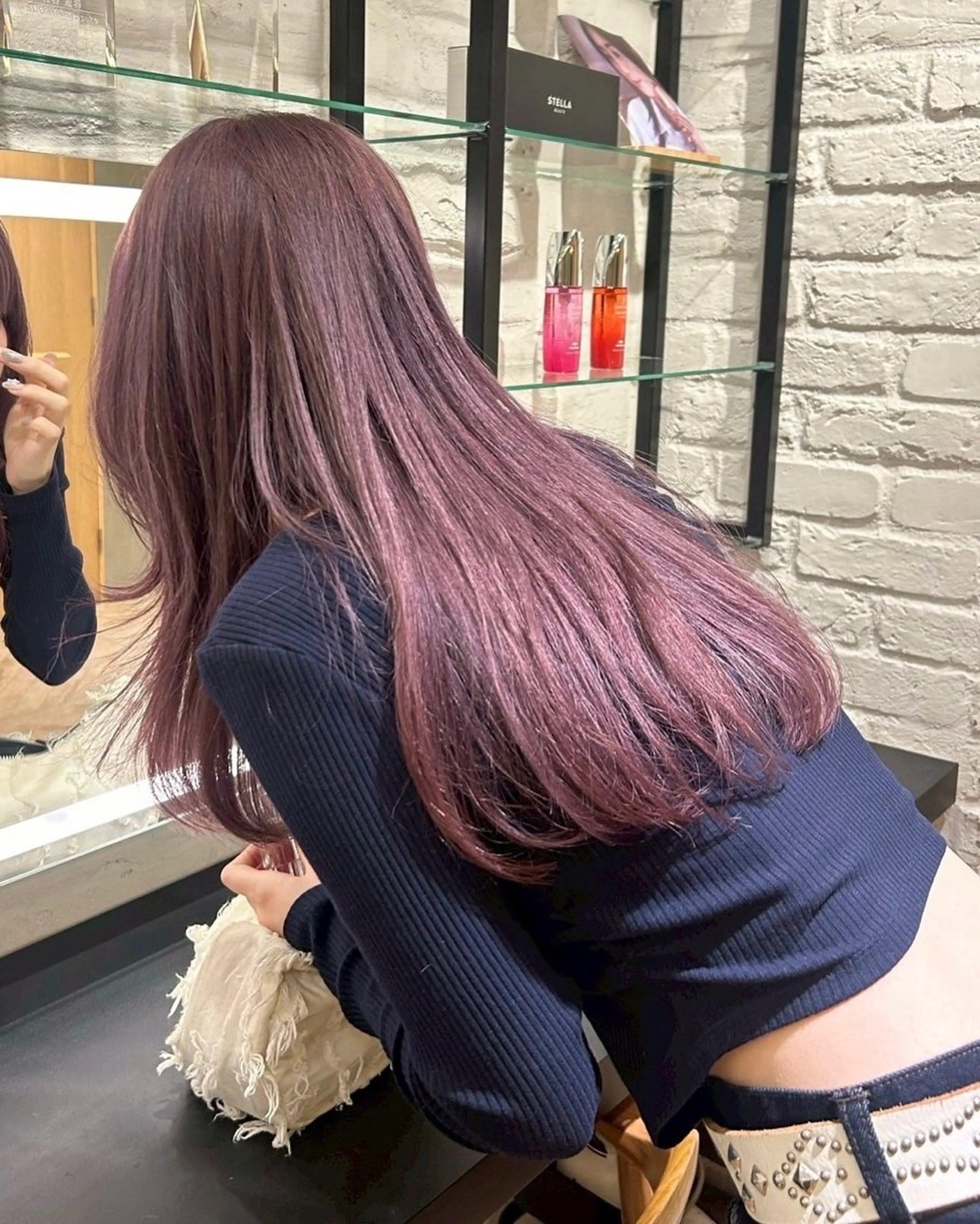 セミロング カラー 透明感カラー ピンクカラー ヘアカラー トリートメント レイヤーカット/暖色 カラー/mao🎀のヘアスタイル