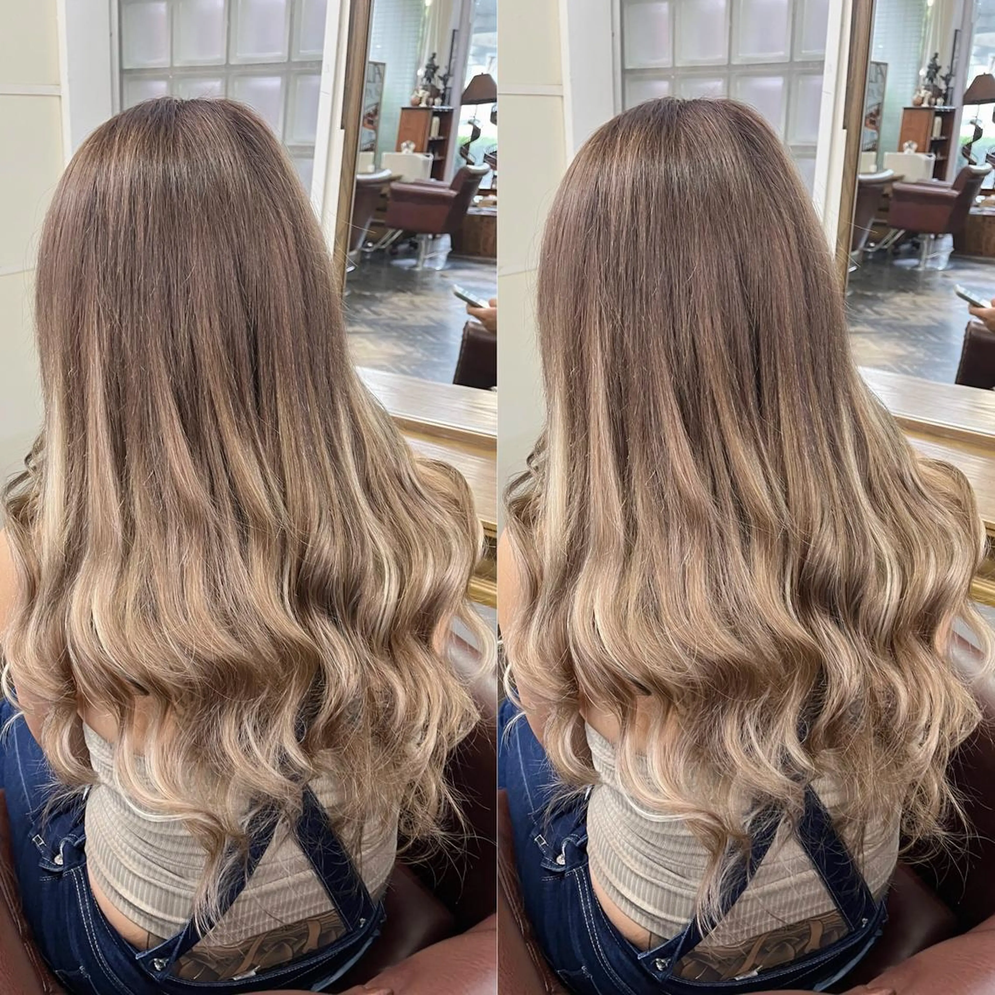 ロング カラー ブリーチ モモカ/ハイトーン /バレイヤージュのヘアスタイル