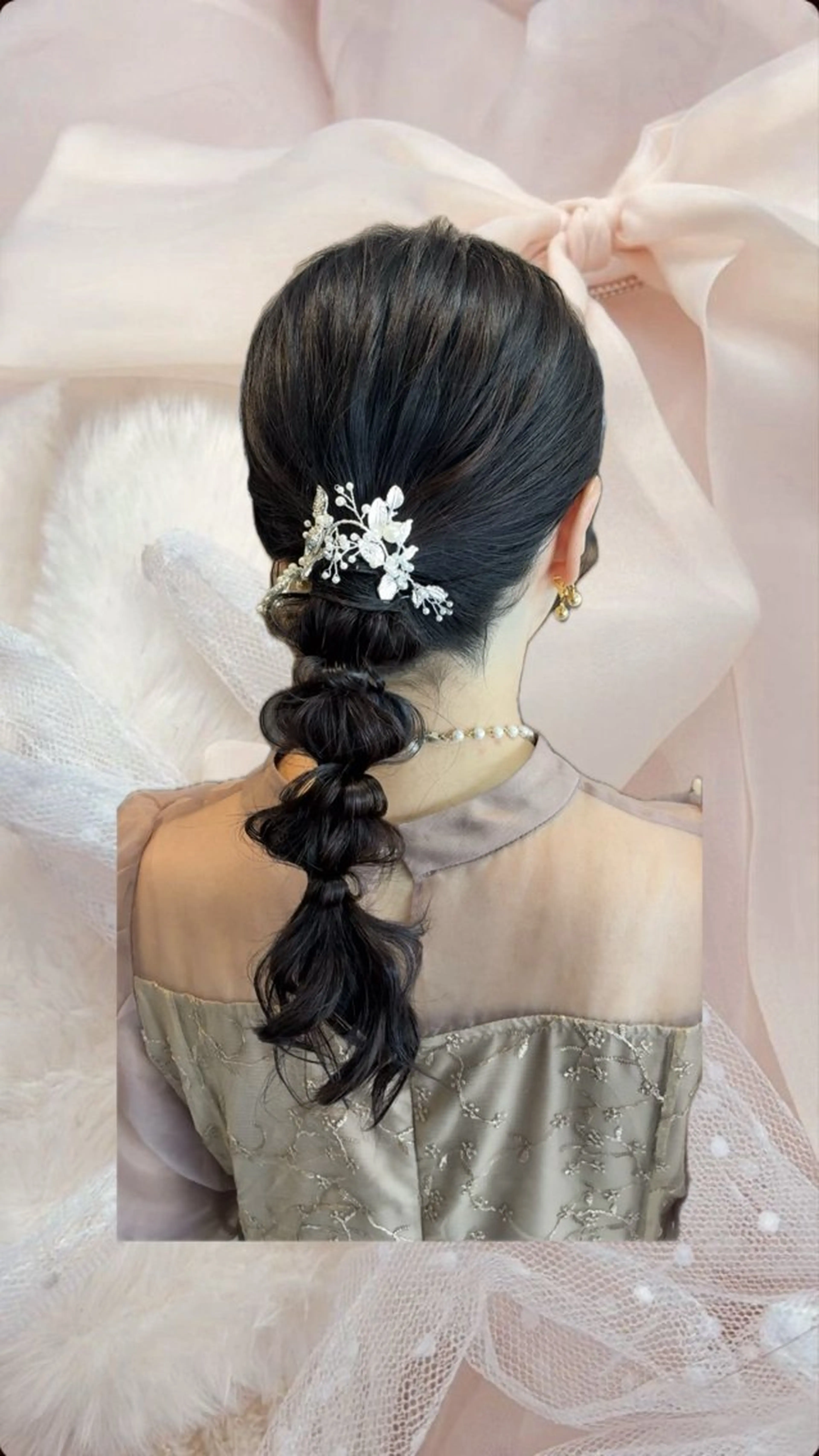 セミロング ヘアアレンジ 結婚式・ブライダル ヘアセット arika もえのヘアスタイル