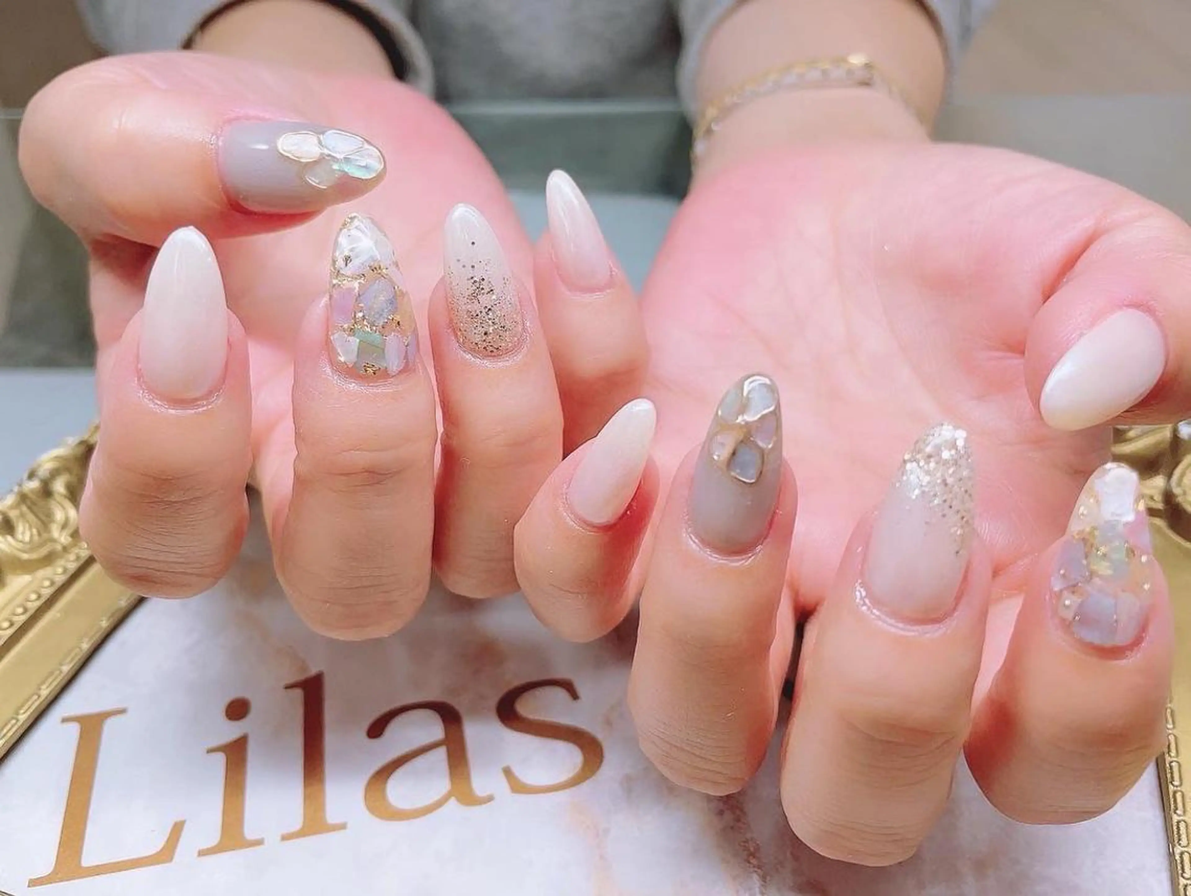 ネイル 入学式 ジェルネイル 卒業式 ハードジェル キラキラネイル Lilas Nailのネイルデザイン