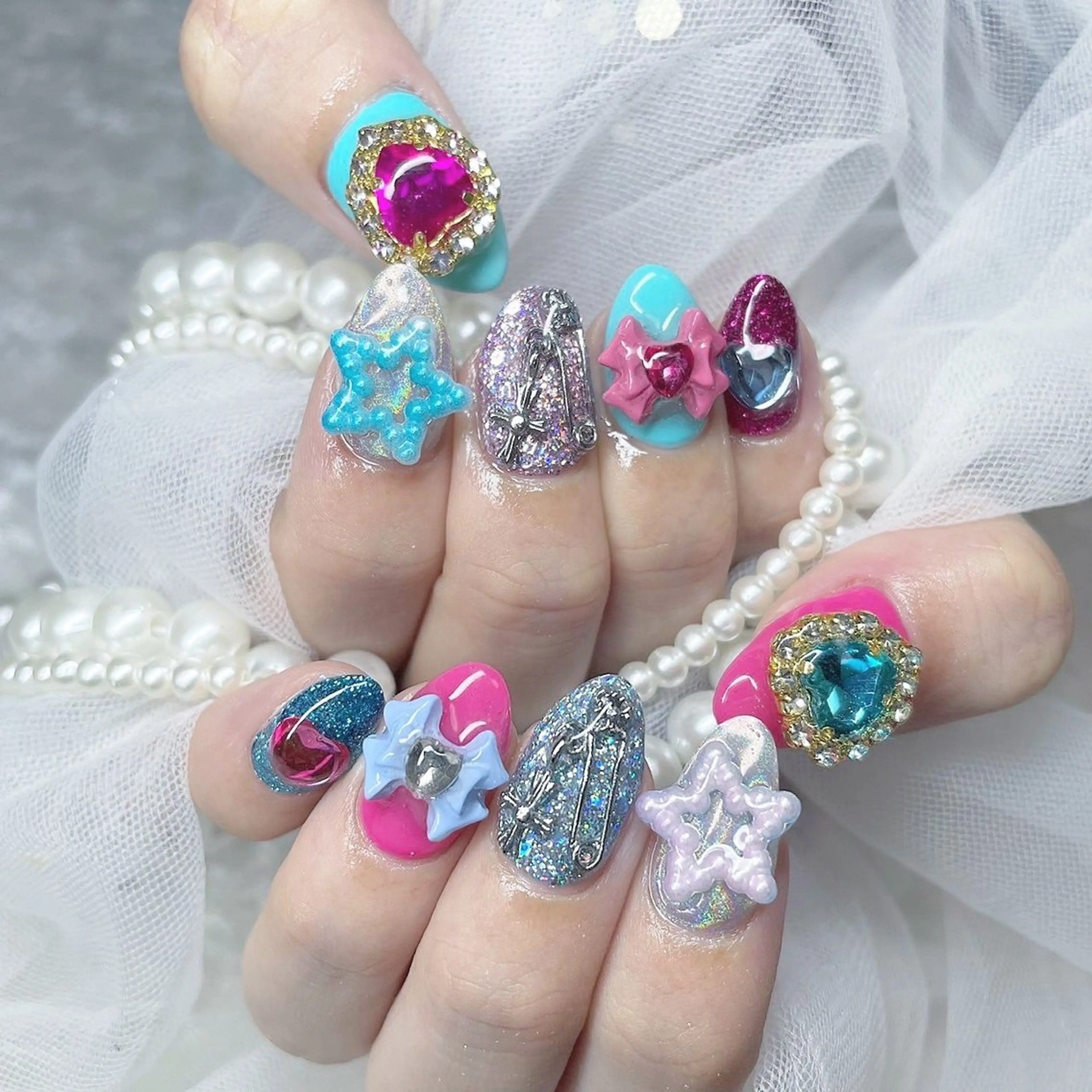 ネイル 長さ出し フットネイル 韓国ネイル マグネットネイル 持ち込み ハンドネイル Minami 🍓のネイルデザイン