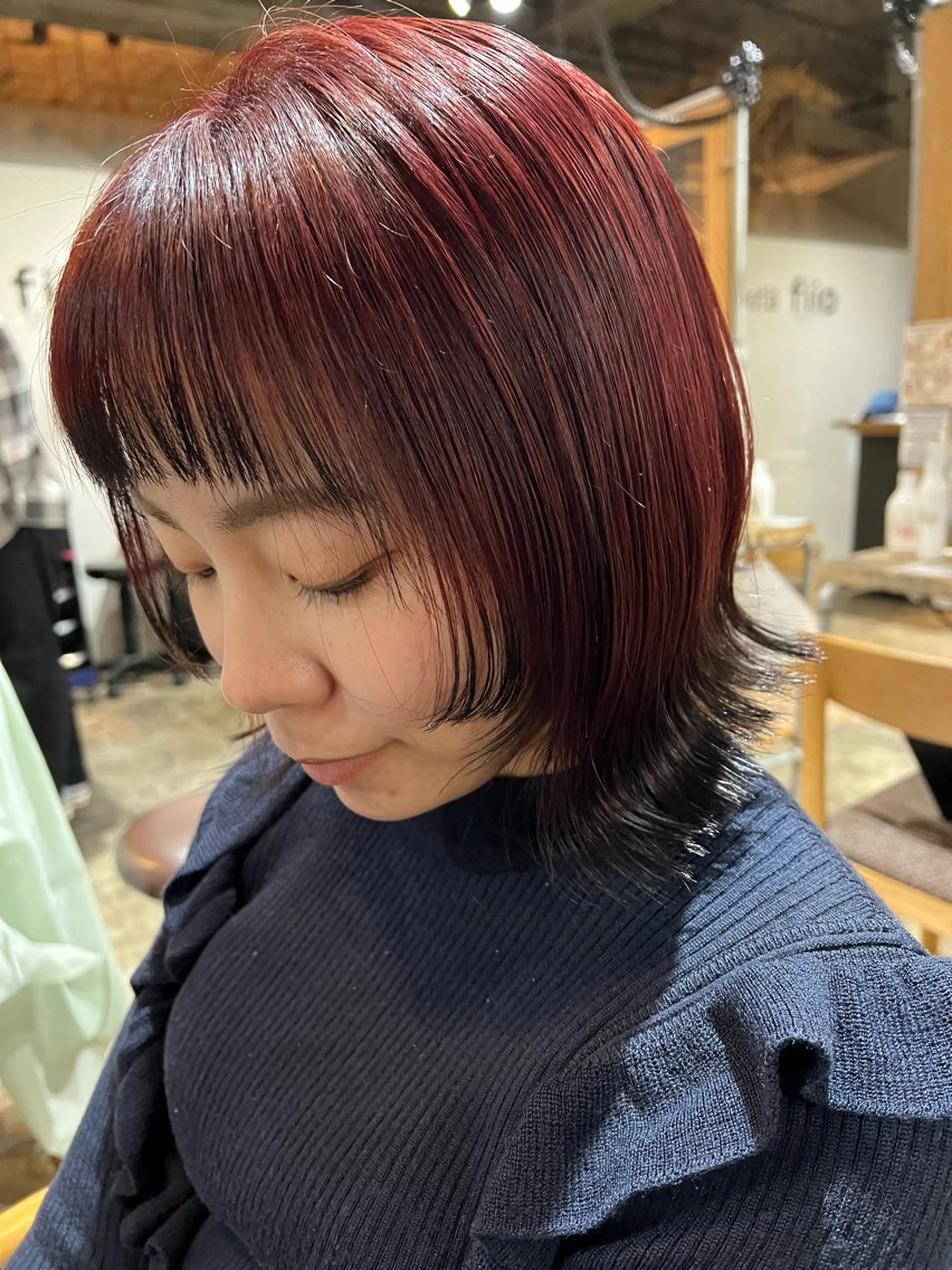 セミロング カラー カット 縮毛矯正 ツキノキ ミナのヘアスタイル