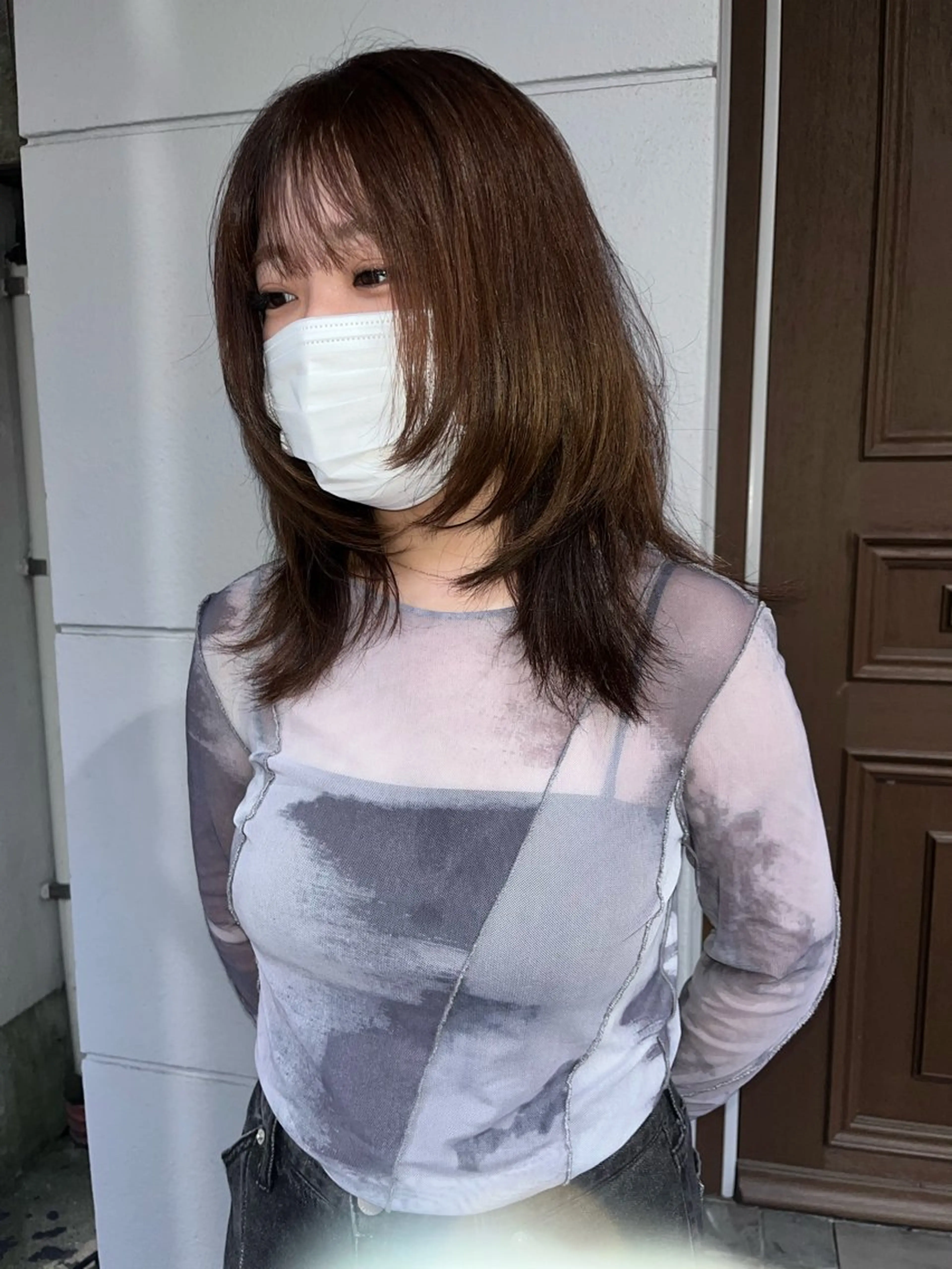 セミロング くせ毛 ハッシュカット カット ヘアカラー トリートメント niko RINKAのヘアスタイル