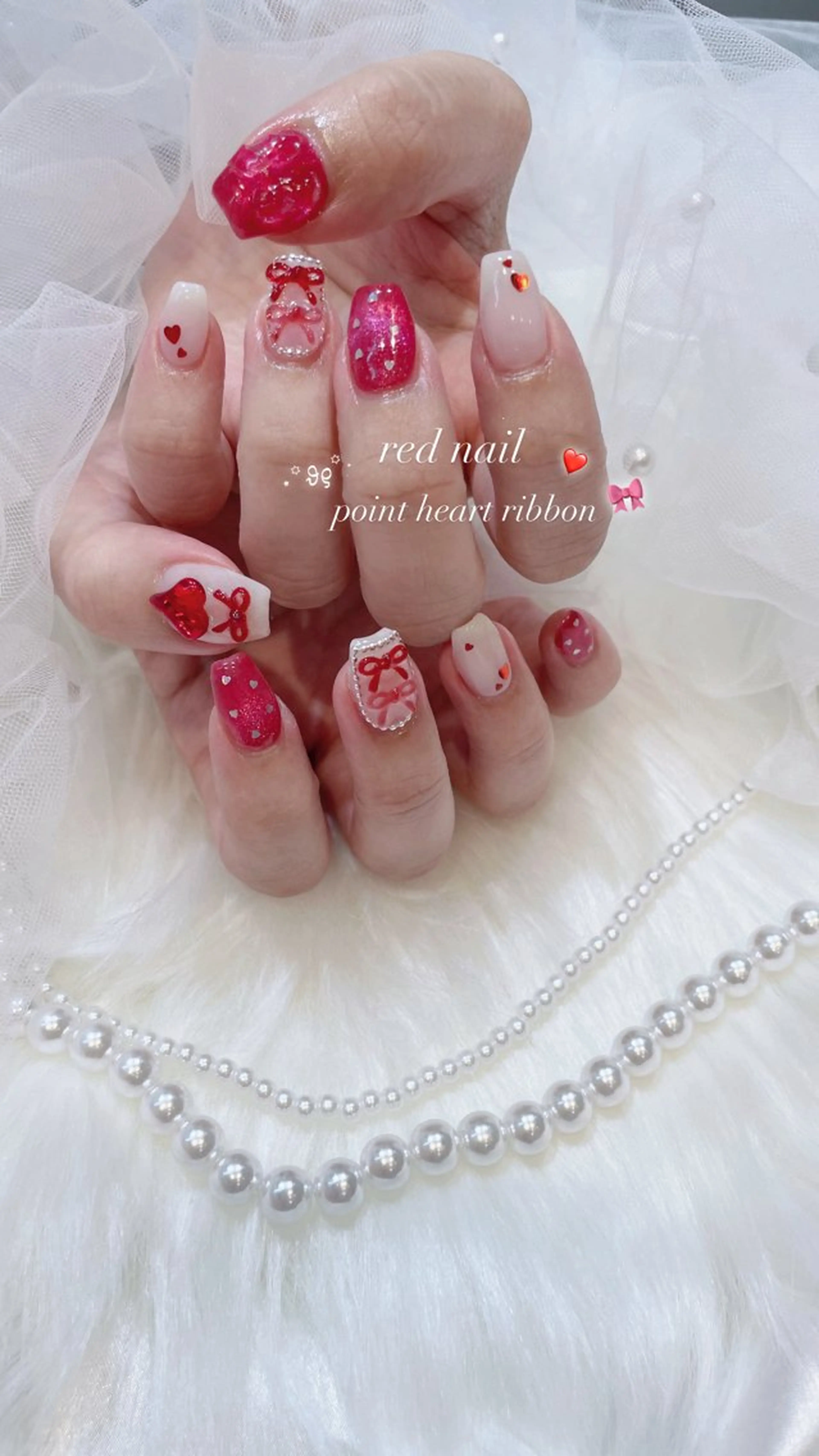 ネイル 持ち込み リボン ハンドネイル 山田 暉のネイルデザイン