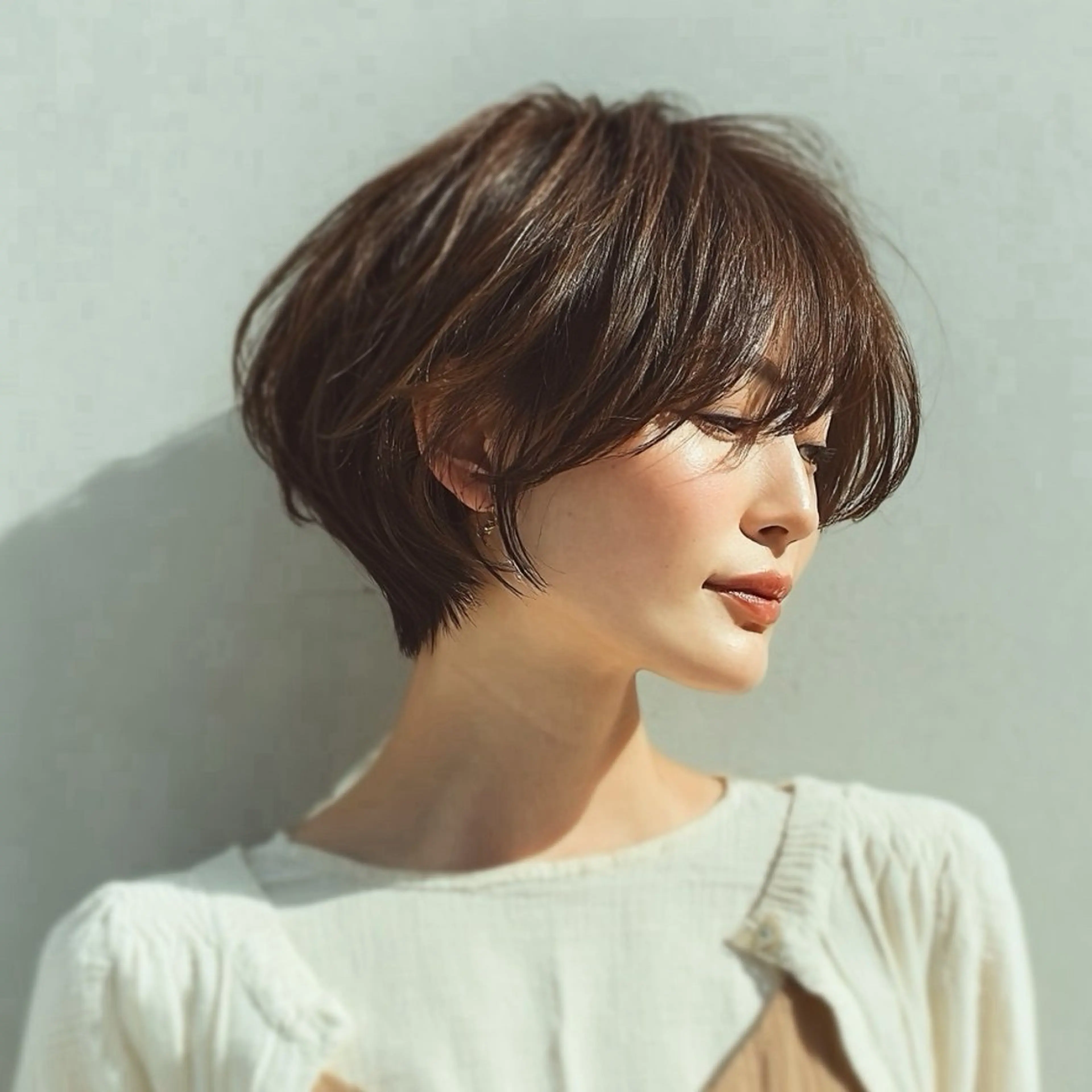 ショート カラー ショートボブ 丸みショート ボブ 顔周りカット レイヤーカット カット ヘアカラー トリートメント ハピネスフィール宇治店所属・🌿京都丸みショート /小倉徒歩4分/多田のヘアスタイル