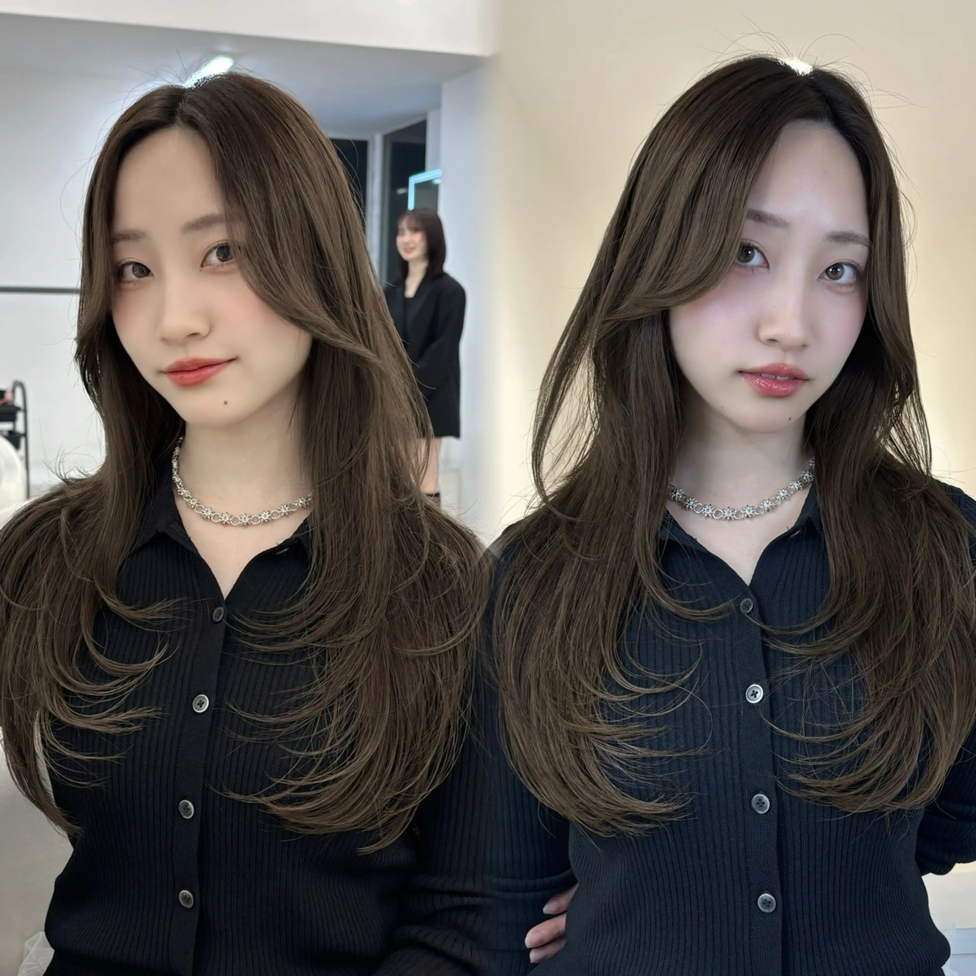 セミロング 顔周りカット ハッシュカット 韓国風ヘア レイヤーカット カット トリートメント タカト/レイヤー /流行ヘア/髪質改善のヘアスタイル