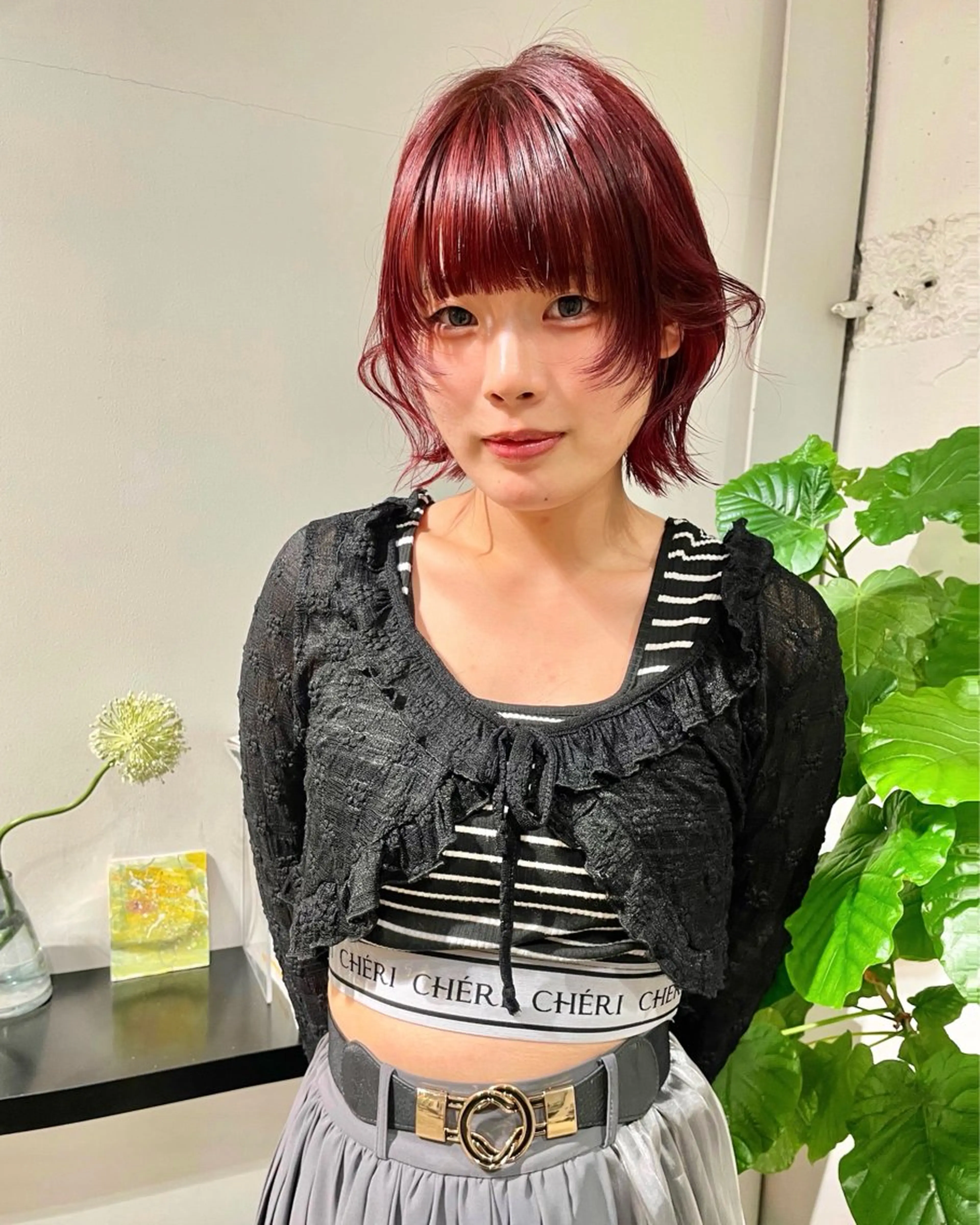 ミディアム カラー ウルフ/似合わせ レイヤー/RIHOのヘアスタイル