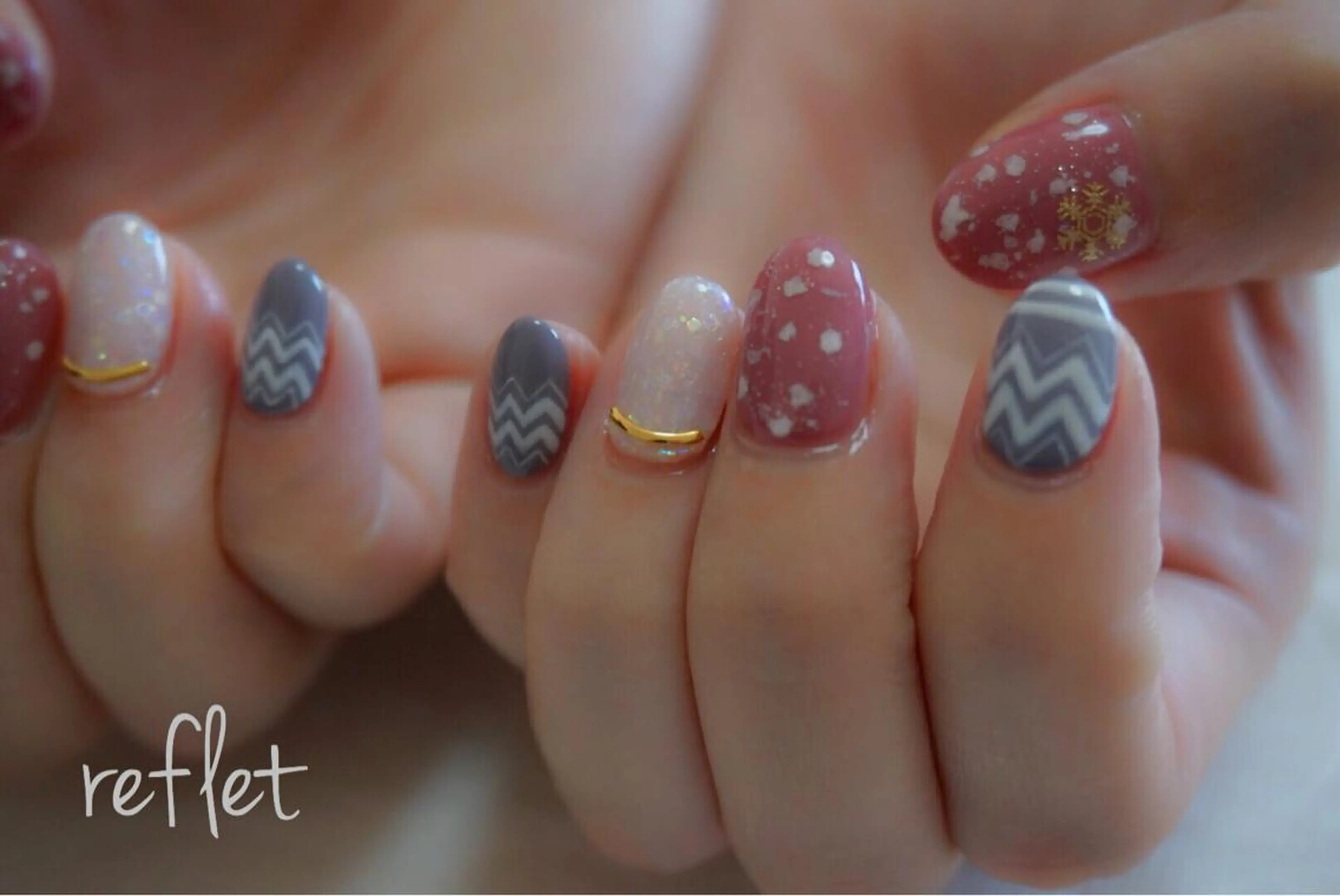 ネイル 冬ネイル ハンドネイル reflet nailのネイルデザイン