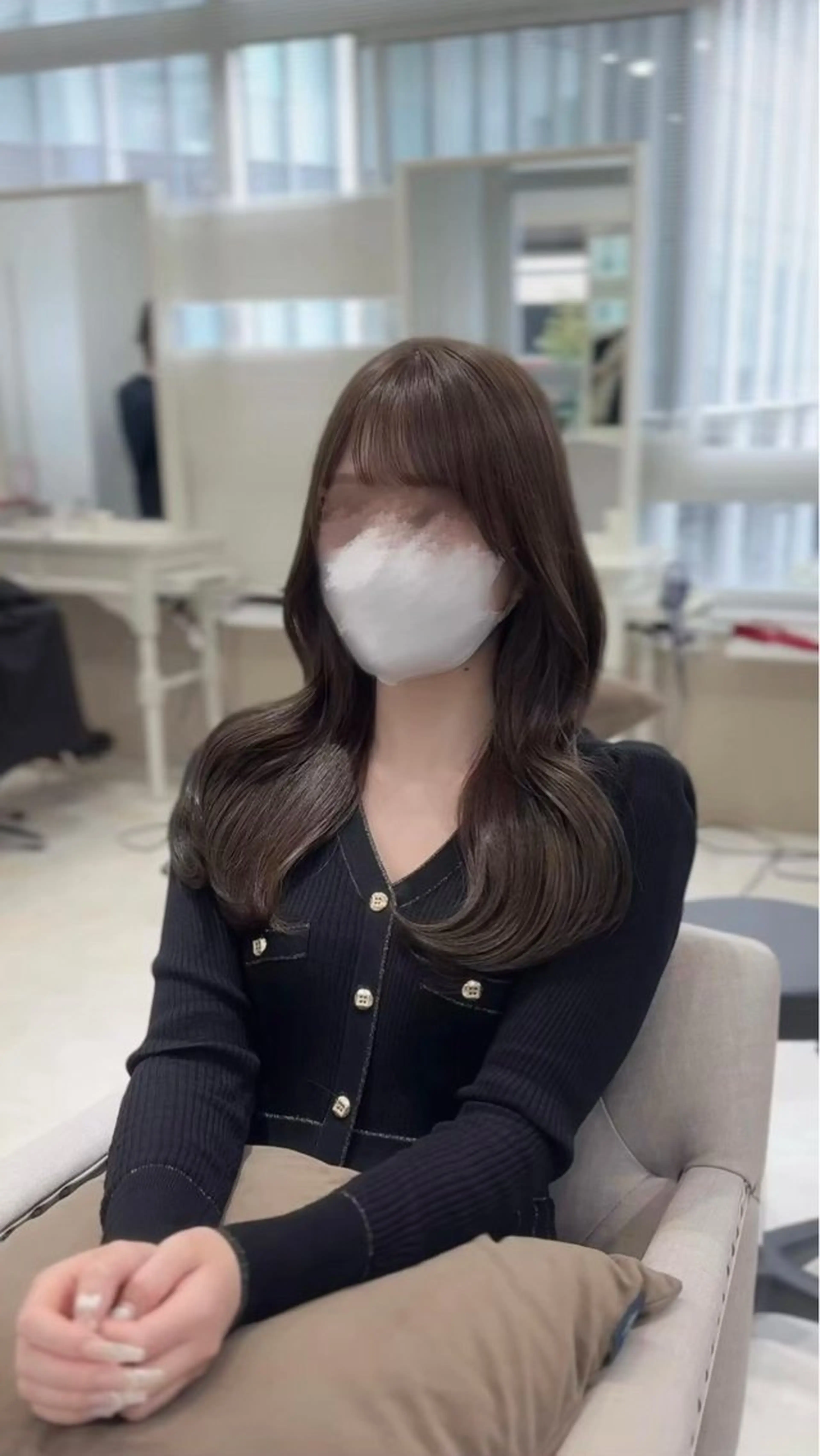 ロング カット レイヤー/縮毛矯正/ 顔周りカット/韓国のヘアスタイル