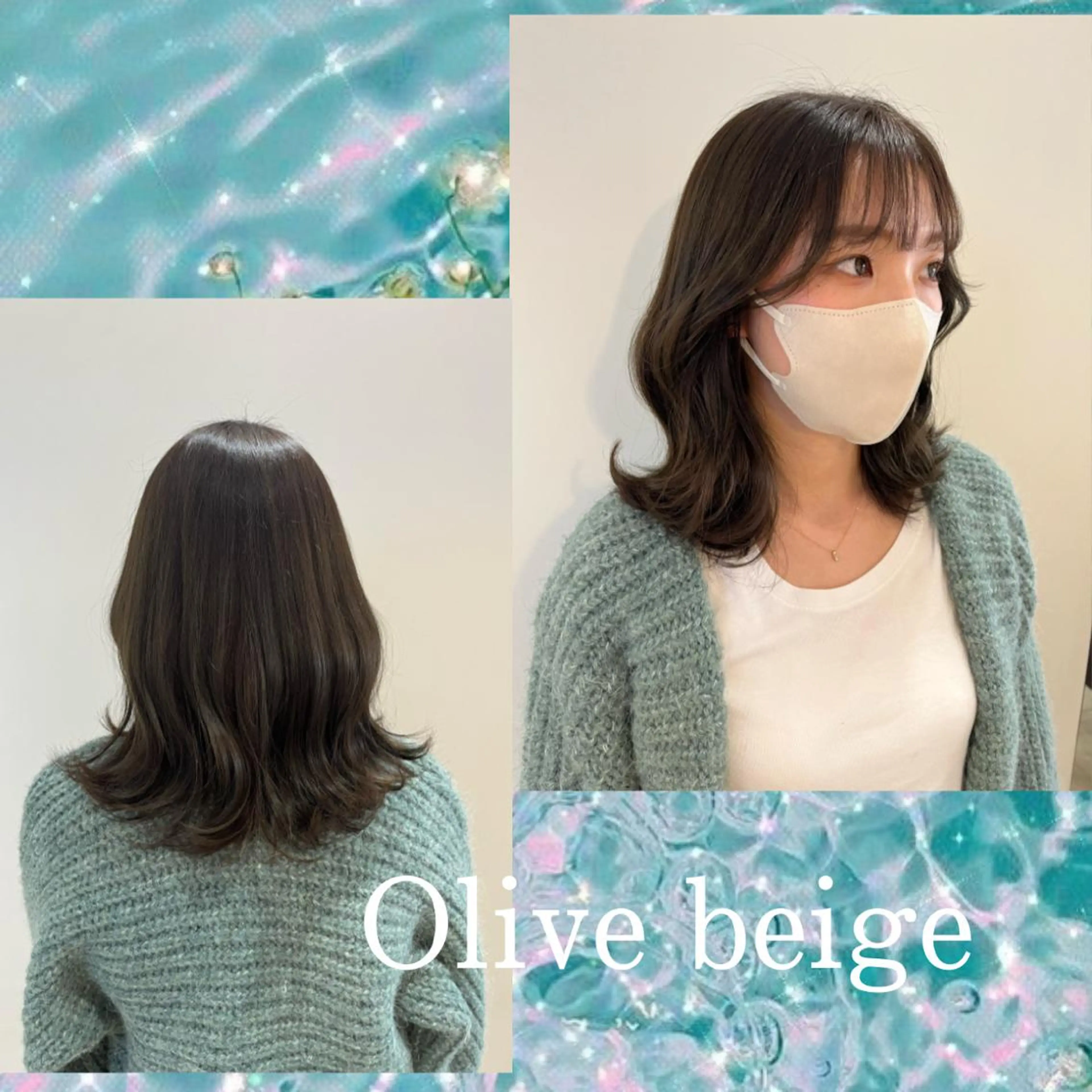 セミロング カラー ヘアアレンジ ベージュカラー 透明感カラー グレージュ オリーブベージュ カット ヘアカラー トリートメント 🎀トップスタイリ スト湯川響🎀のヘアスタイル