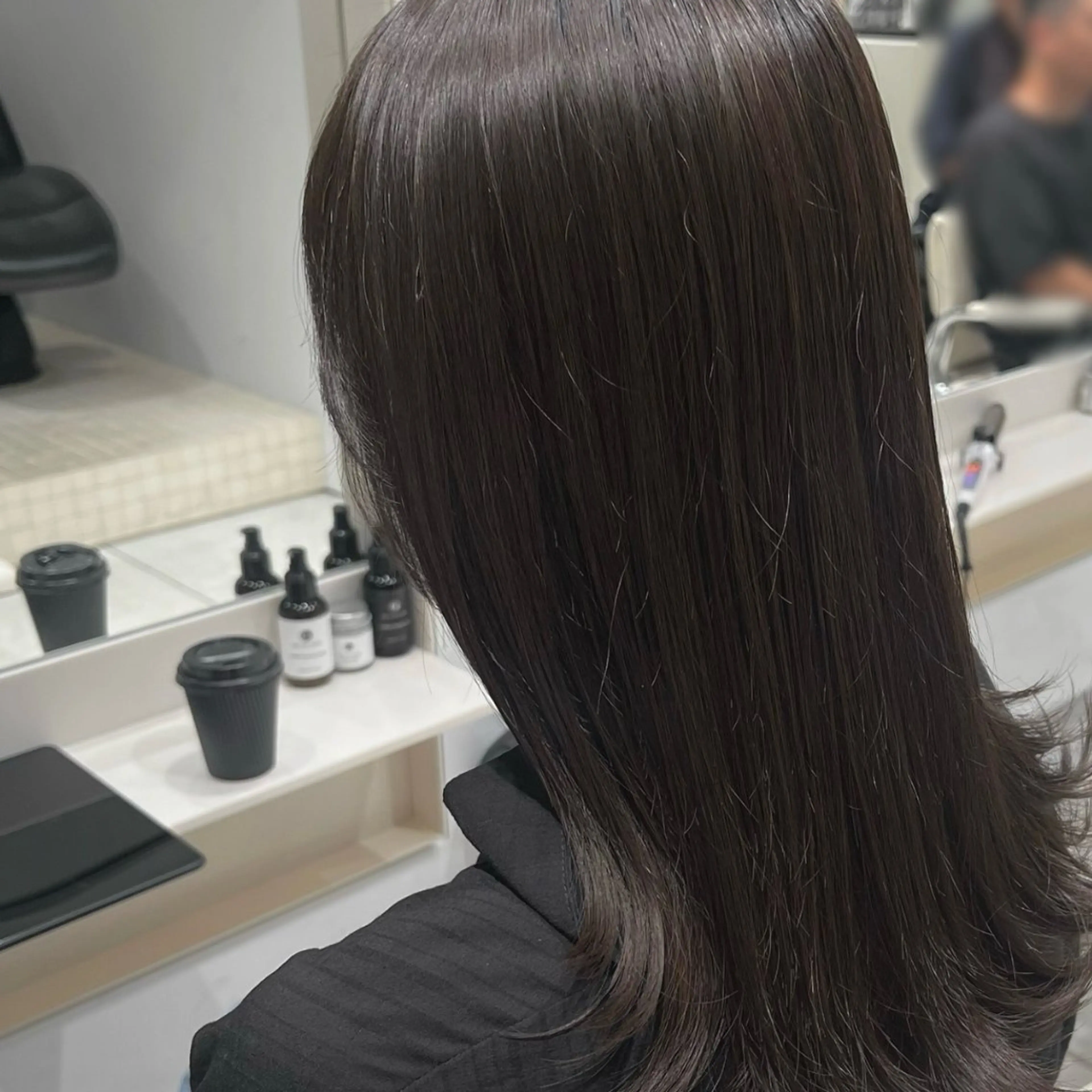 セミロング カラー 透明感カラー グレージュ カット ヘアカラー トリートメント ヘッドスパ ヘアセット 似合わせくすみカラー ‎/縮毛/川添桃花‎のヘアスタイル