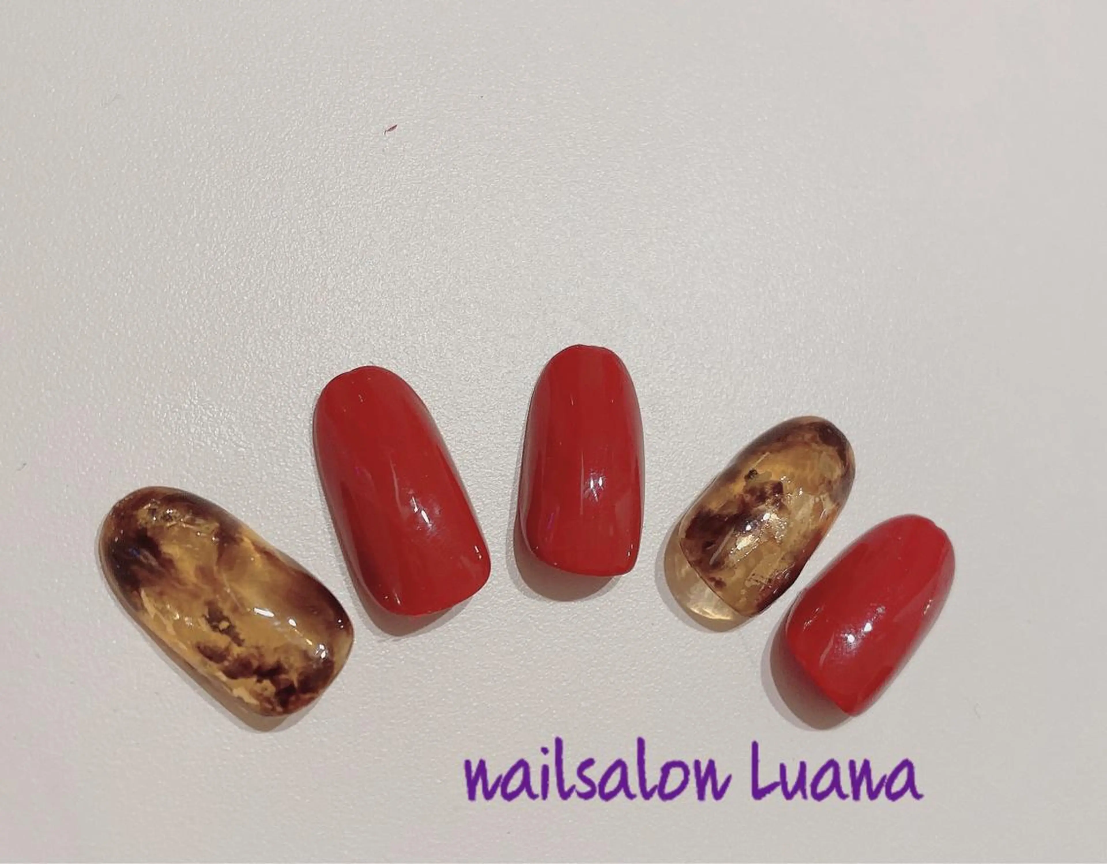 ネイル べっ甲ネイル ボルドー ゴージャス ハンドネイル nail salon Luanaのネイルデザイン
