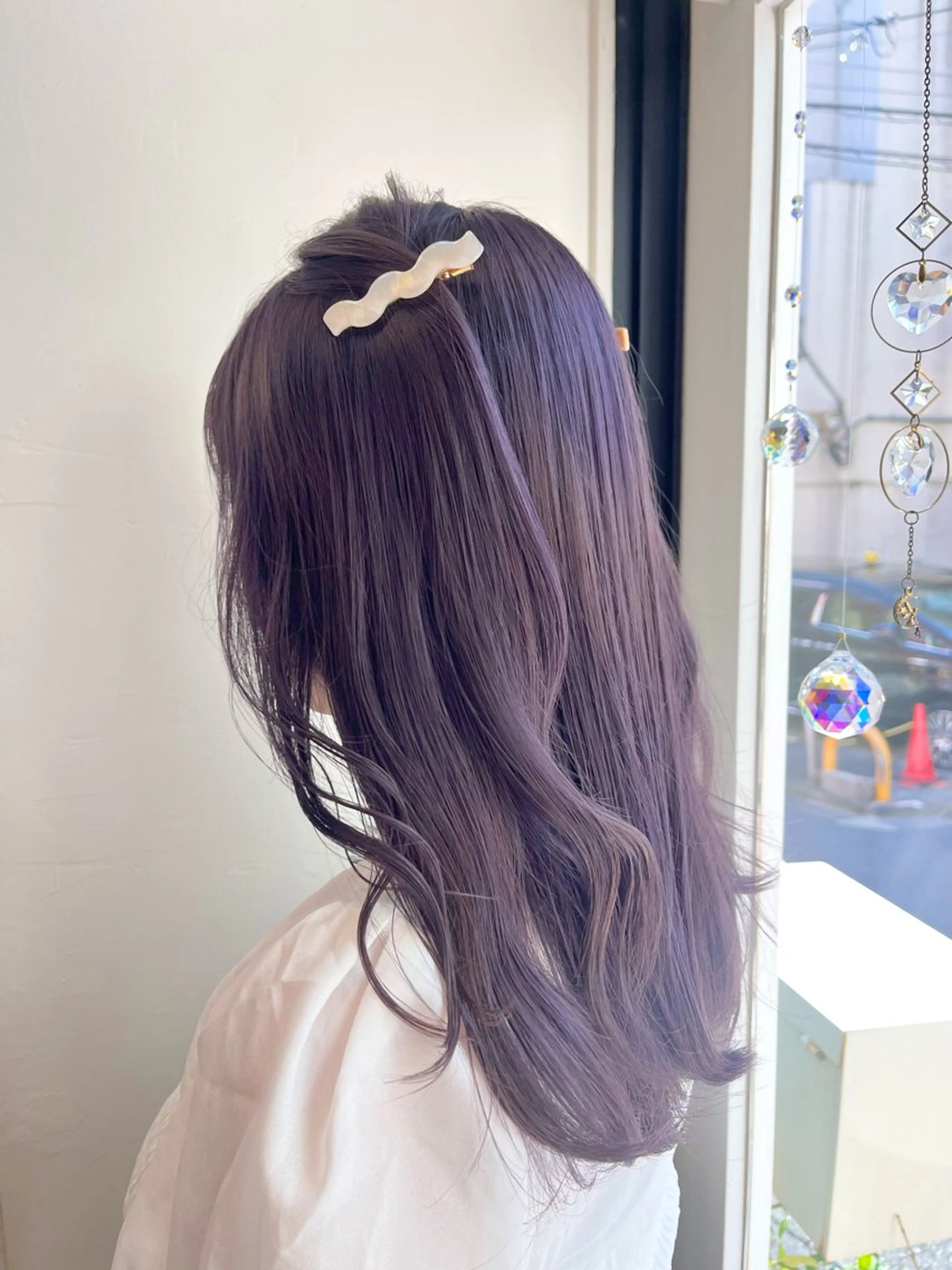 セミロング カラー グレージュ ハイトーンカラー ラベンダーカラー ラベンダーグレージュ ラベンダーグレー 髪質改善☆ 縮毛矯正miyuのヘアスタイル