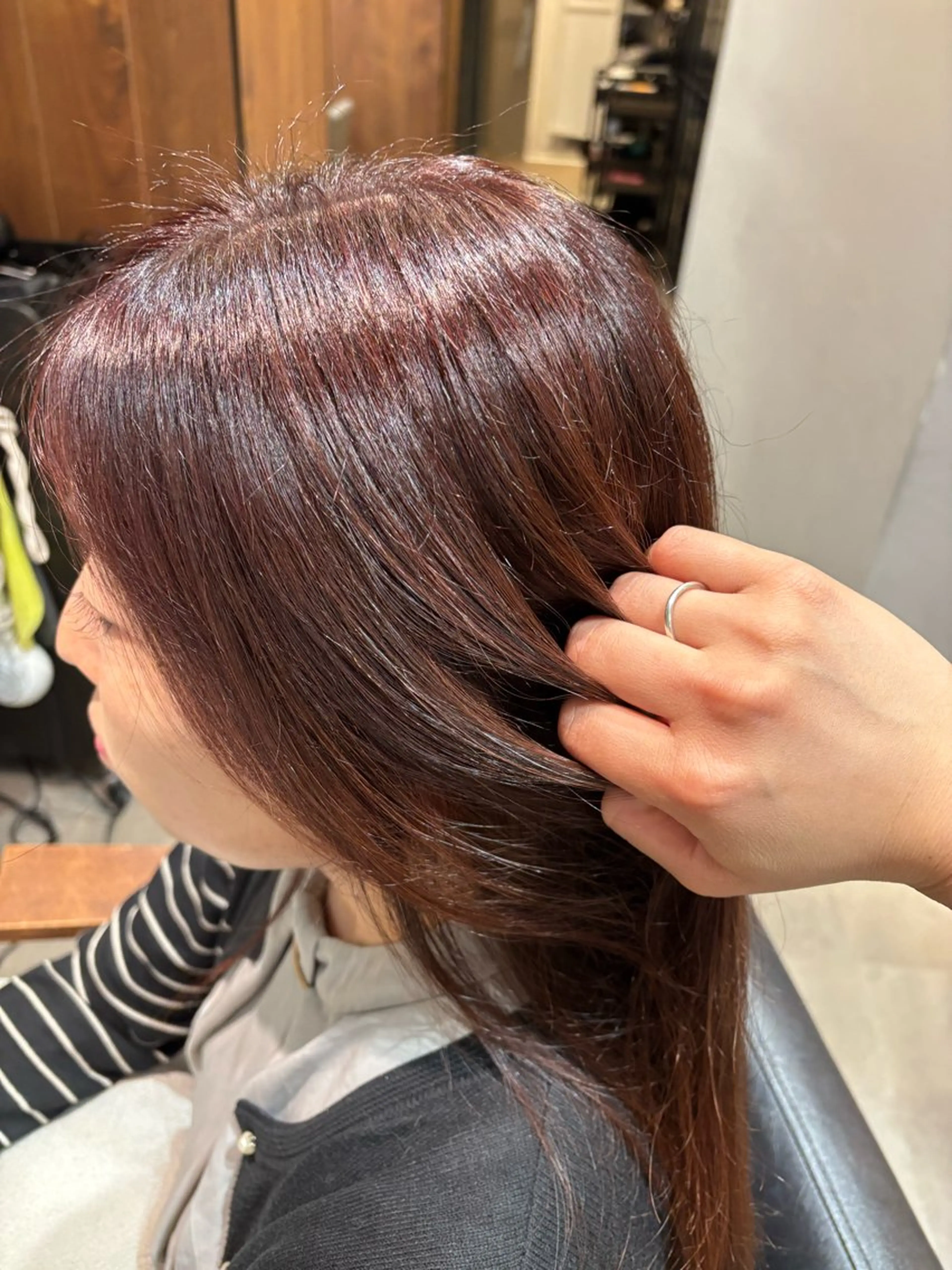 ミディアム カラー ブラウンカラー ピンクカラー ピンクブラウン ヘアカラー トリートメント 🍑おおしまくるみ 🍑暖色/ボブのヘアスタイル