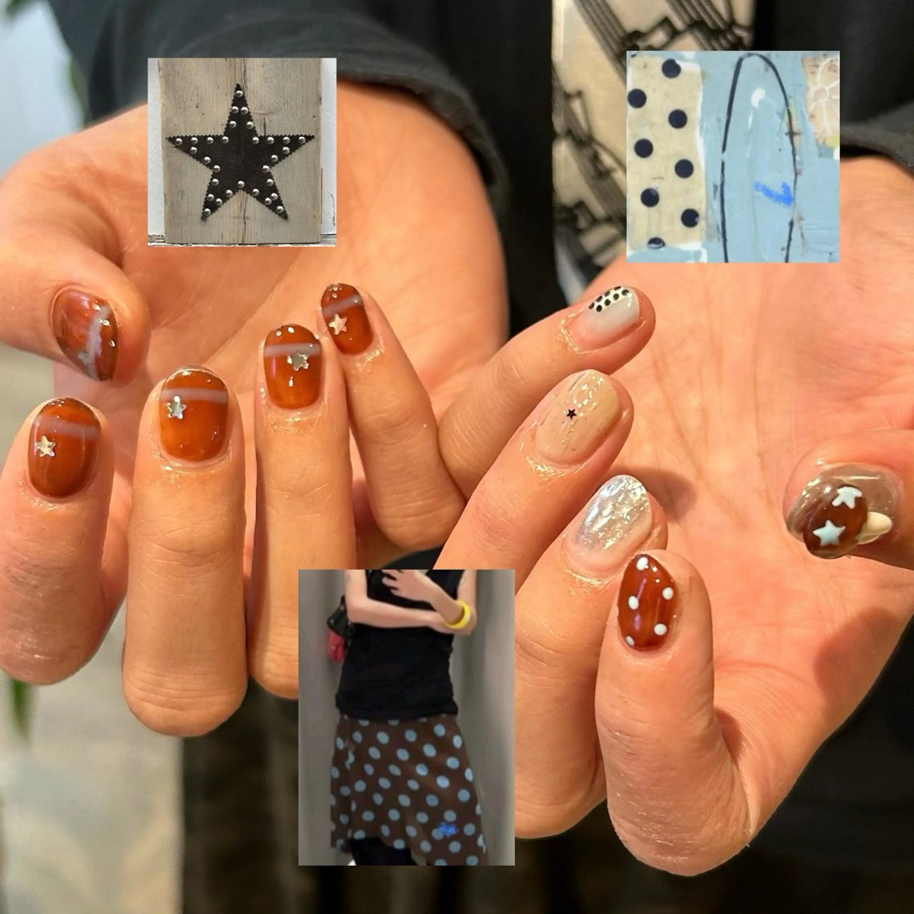 ネイル ブラウン ドット ぷっくりネイル ハンドネイル Bianca 栄店 Sanoのマツエク・マツパデザイン