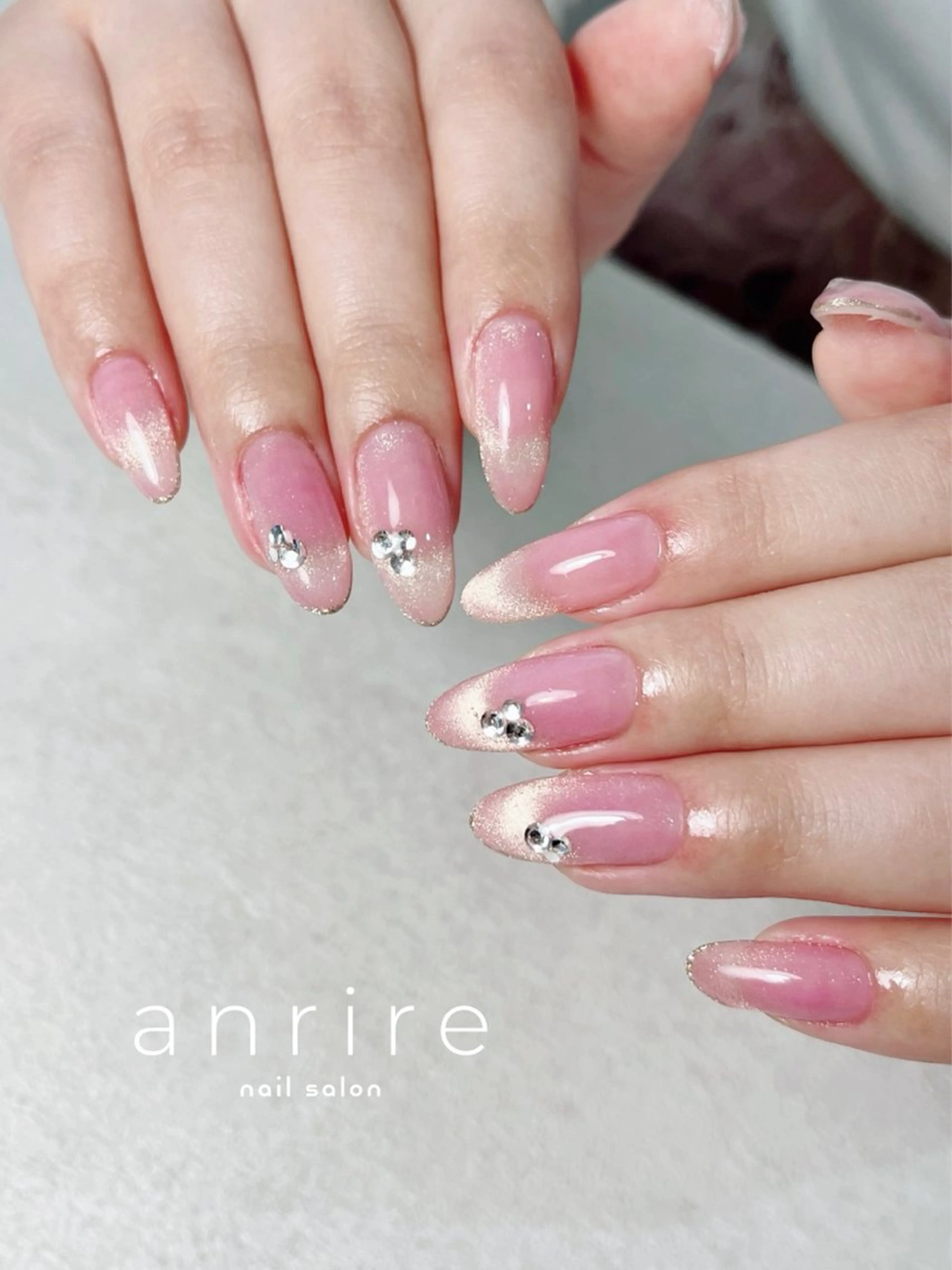 ネイル ジェルネイル キラキラネイル マグネットネイル パラジェル ピンク ハンドネイル nailsalon anrireのネイルデザイン
