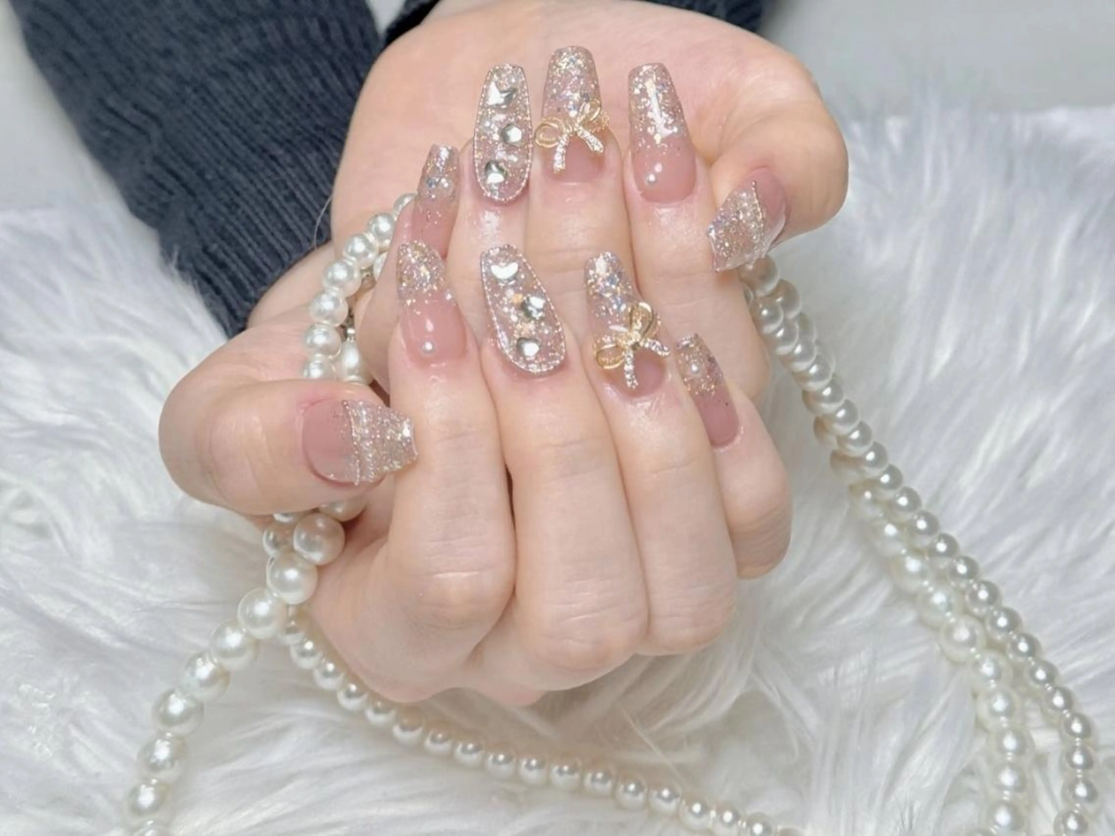 メンズ ネイル アートネイル フレンチネイル ジェルネイル キラキラネイル パラジェル Bloom kabukiのネイルデザイン