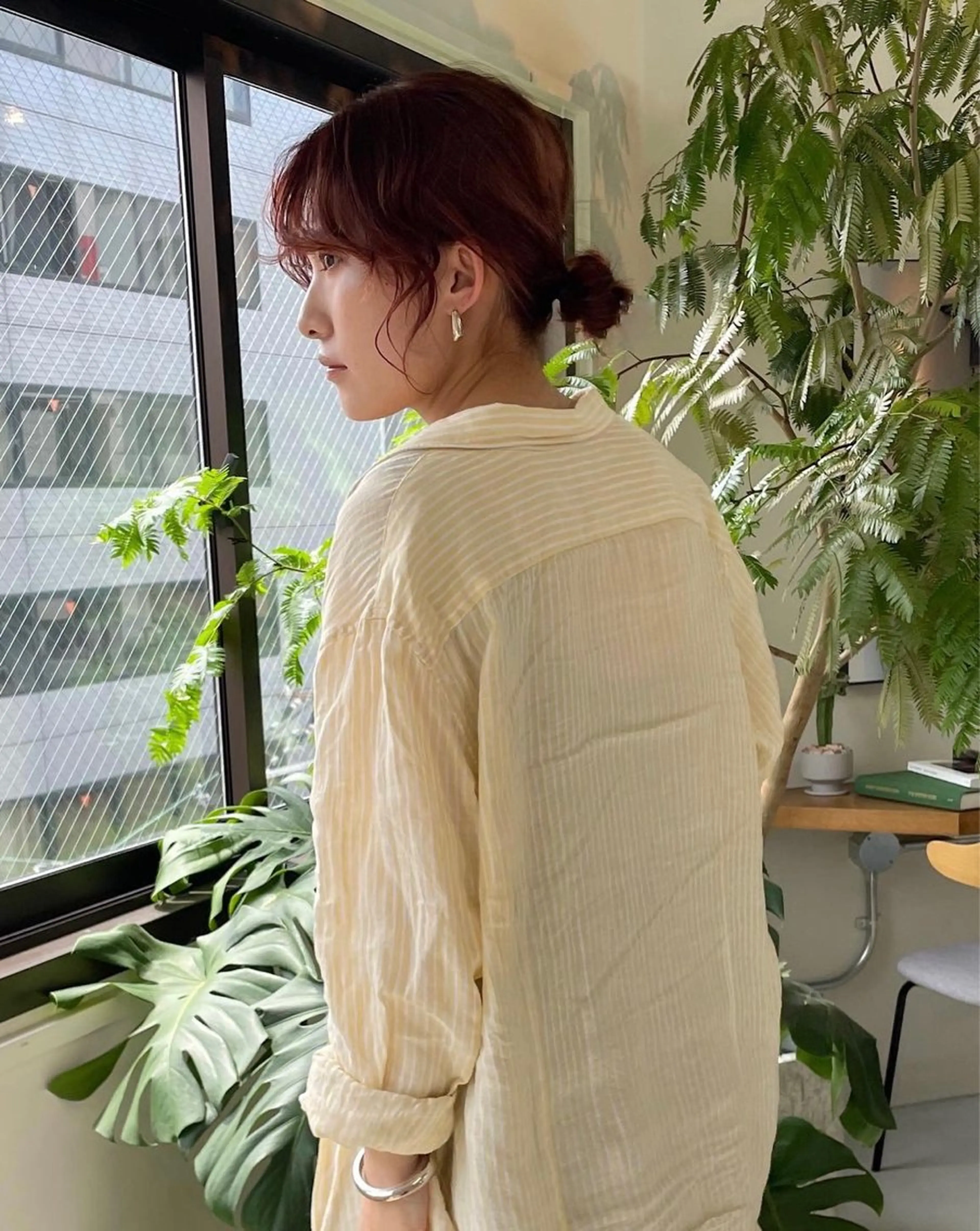 ミディアム カラー オレンジ ピンクカラー 竹中 彩音のヘアスタイル