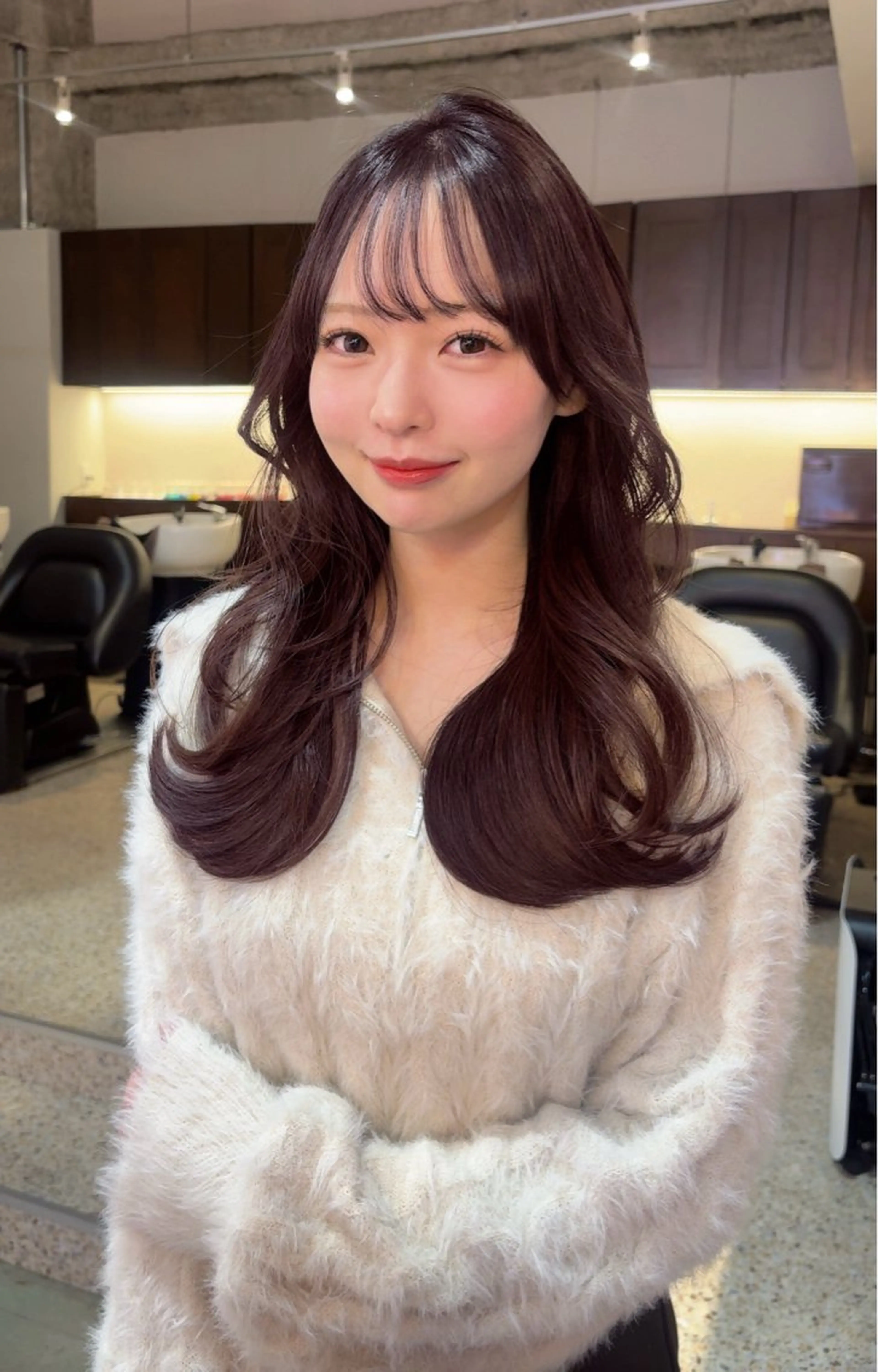 ロング Miu 名古屋カット ミディアム/ピンク髪のヘアスタイル